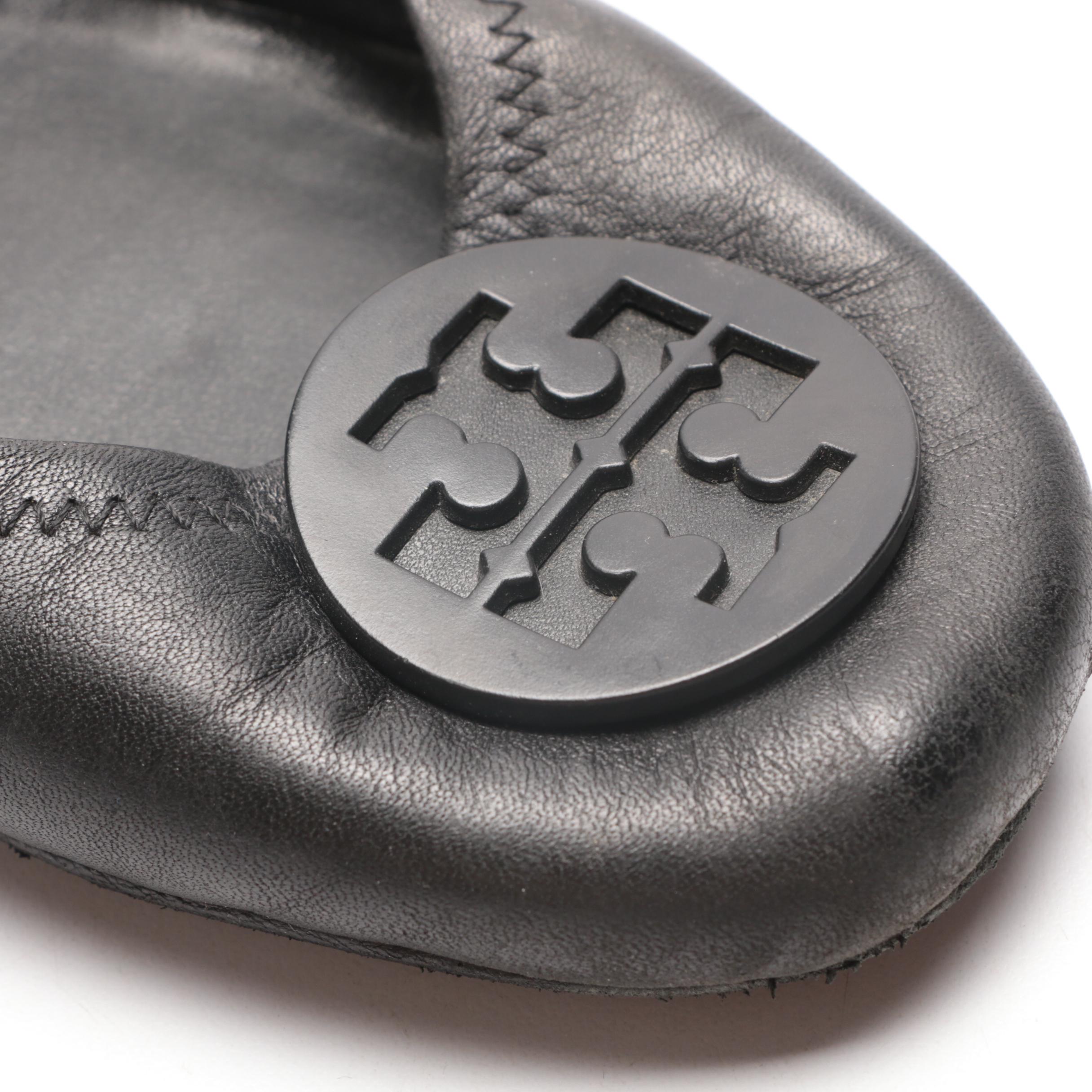 Tory Burch Black Leather Reva Handbag and Minnie Flats