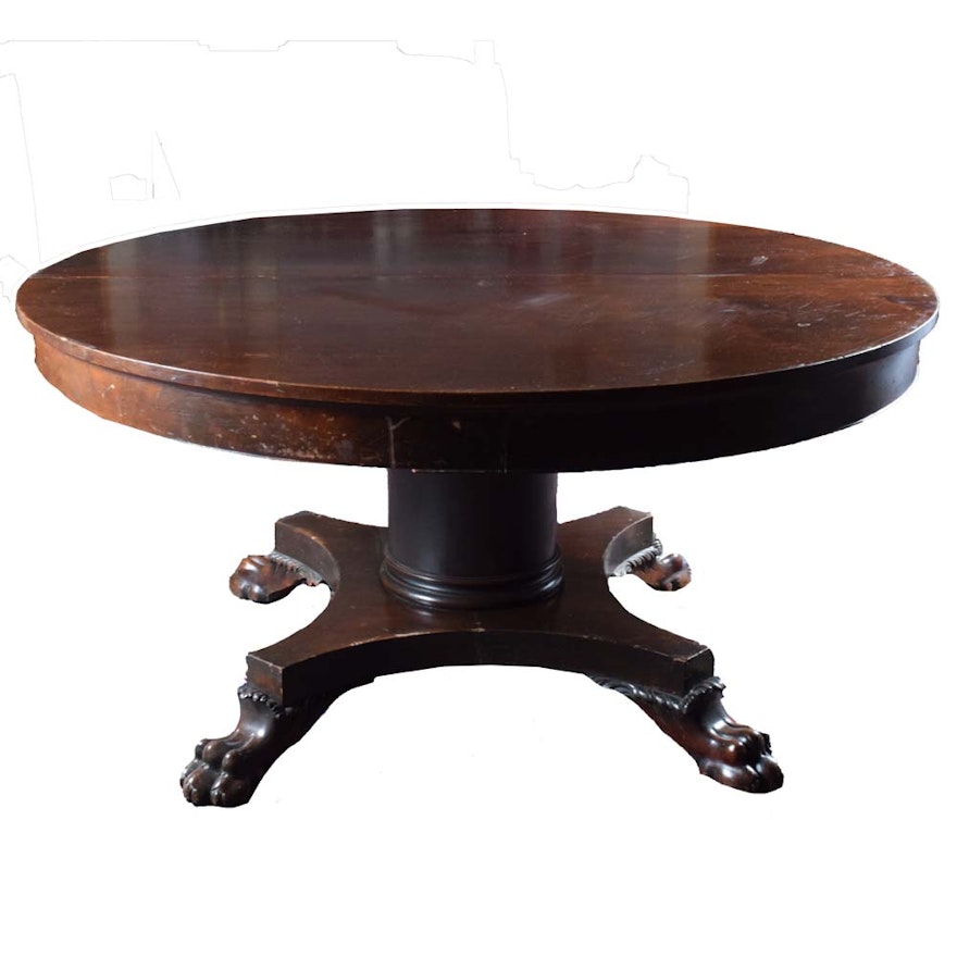 19th Century Empire Style Pedestal Dining Table