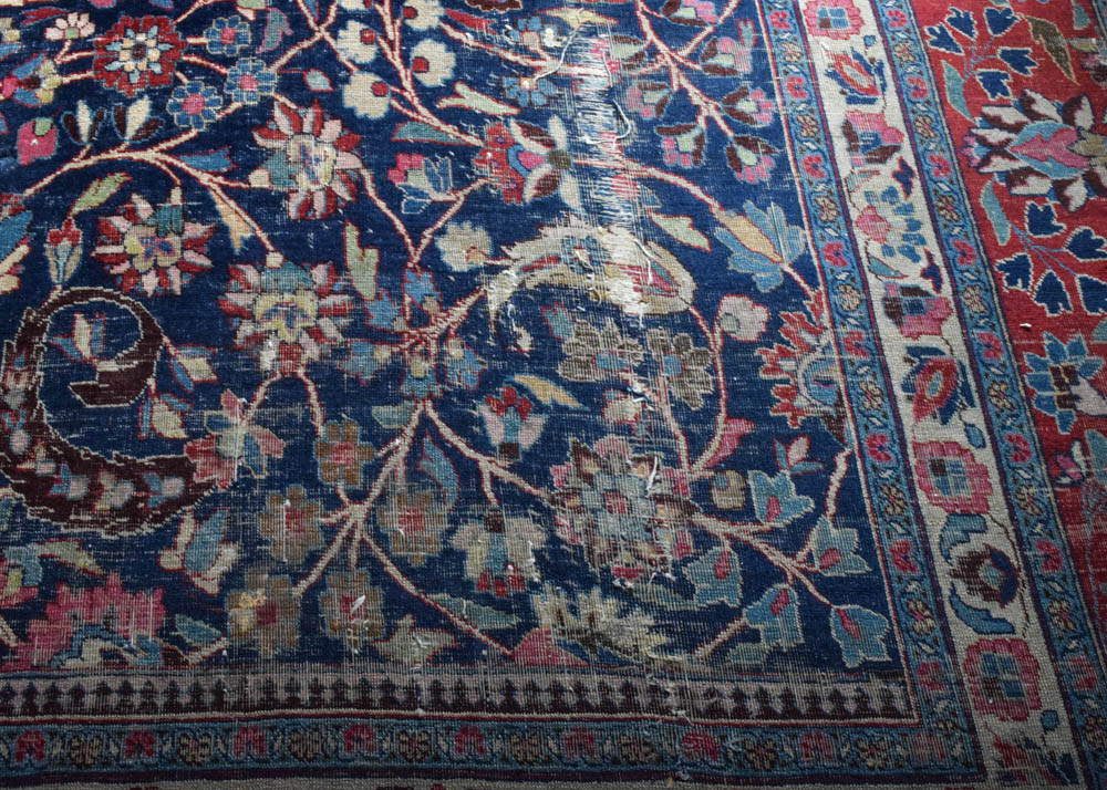 Semi-Antique Hand-Knotted Persian Tabriz Wool Area Rug