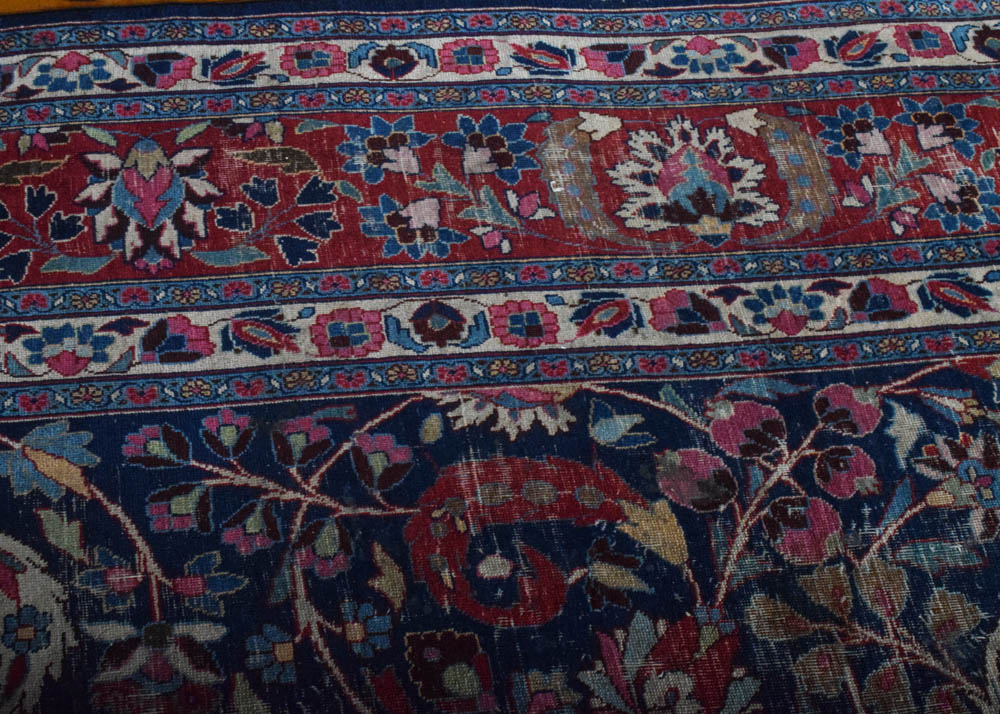 Semi-Antique Hand-Knotted Persian Tabriz Wool Area Rug