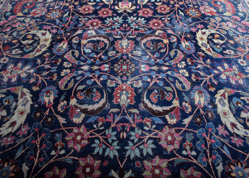 Semi-Antique Hand-Knotted Persian Tabriz Wool Area Rug