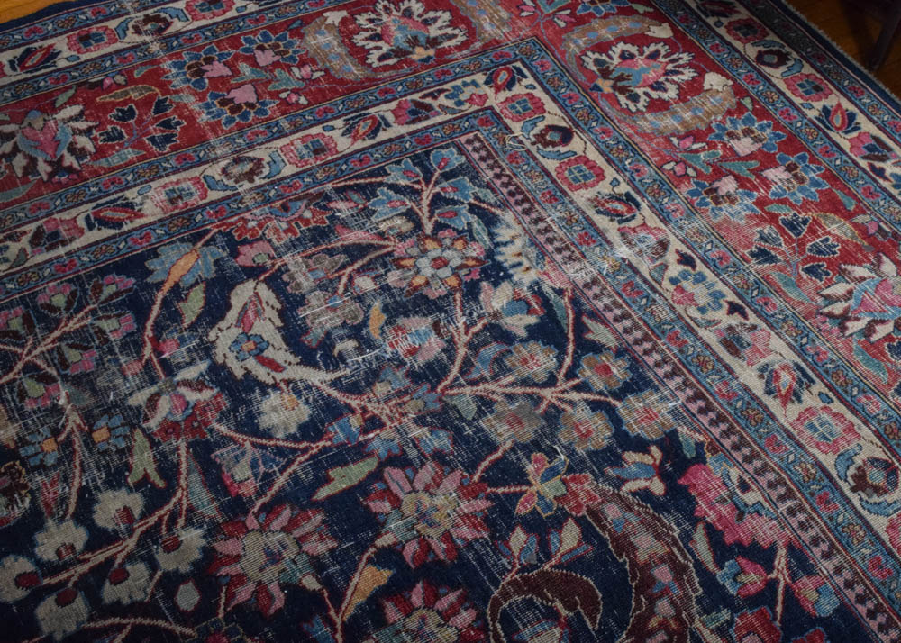 Semi-Antique Hand-Knotted Persian Tabriz Wool Area Rug