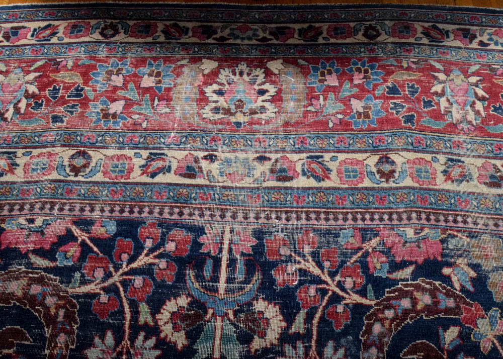Semi-Antique Hand-Knotted Persian Tabriz Wool Area Rug