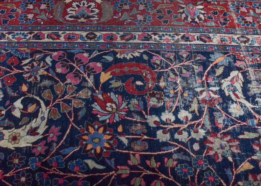 Semi-Antique Hand-Knotted Persian Tabriz Wool Area Rug