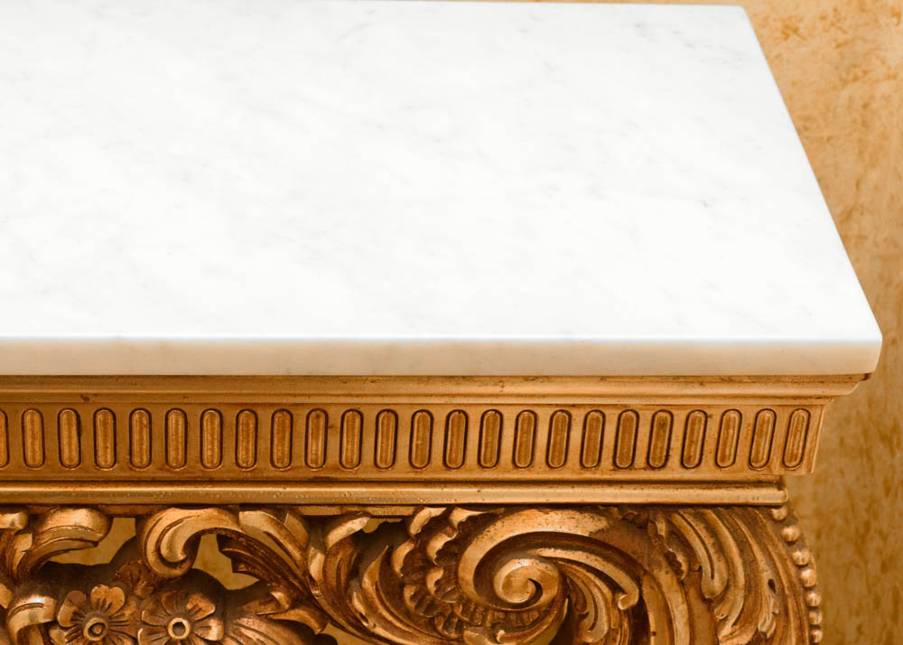 Italian Rococo Marble Top Console Table
