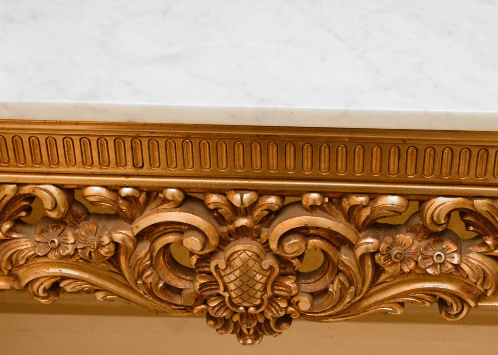 Italian Rococo Marble Top Console Table