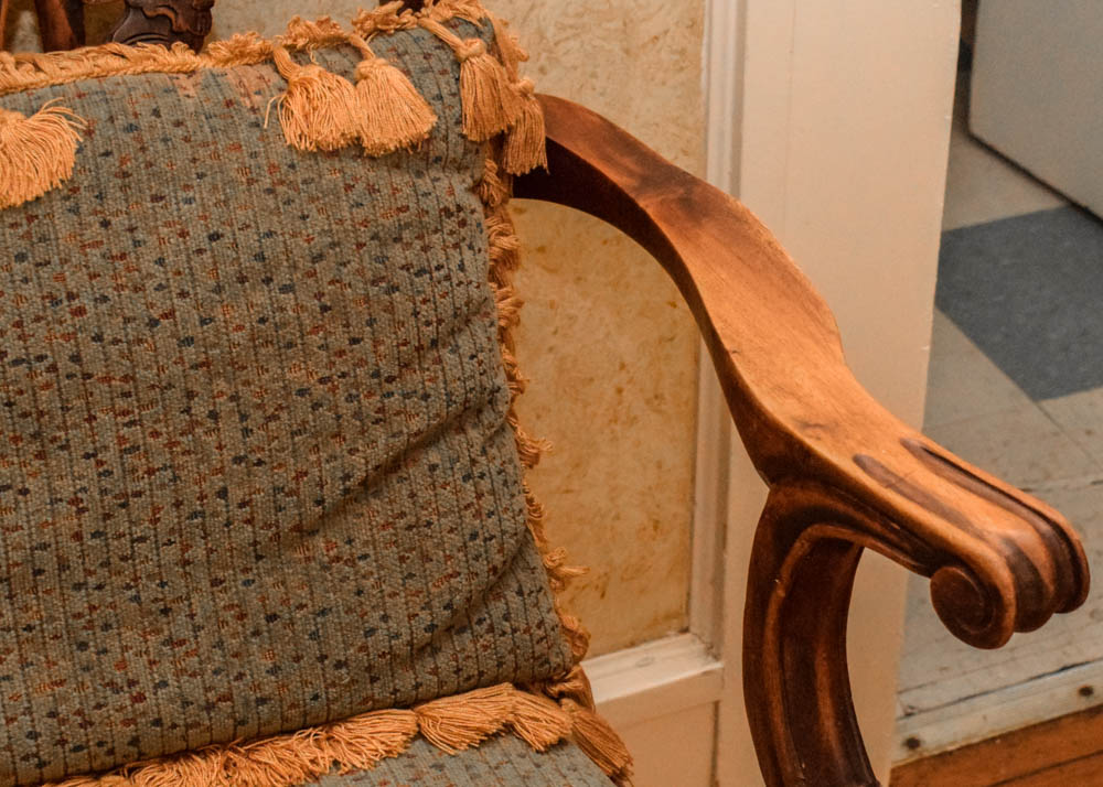 Vintage Chippendale Style Triple Back Settee