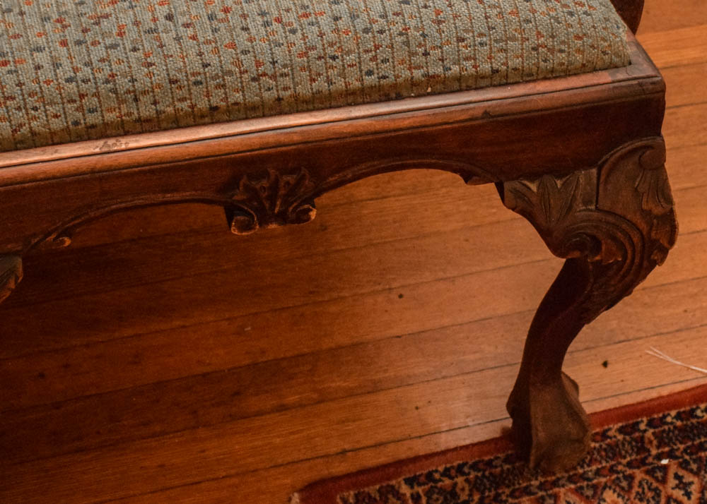 Vintage Chippendale Style Triple Back Settee