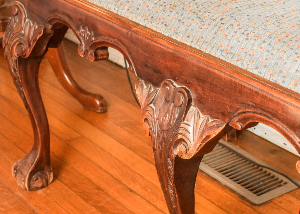 Vintage Chippendale Style Triple Back Settee