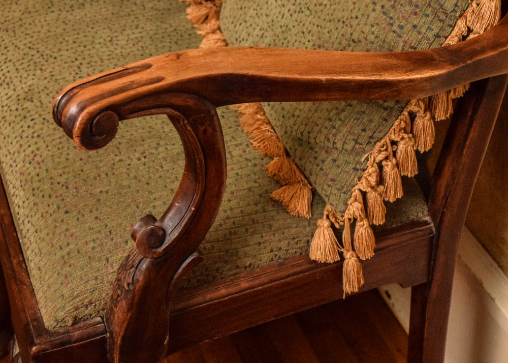 Vintage Chippendale Style Triple Back Settee