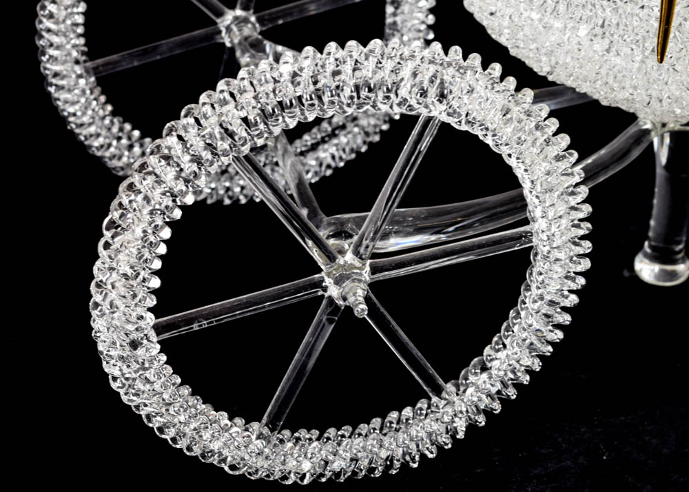 Elaborate Blown Glass Horse Drawn Carriage Sculpture