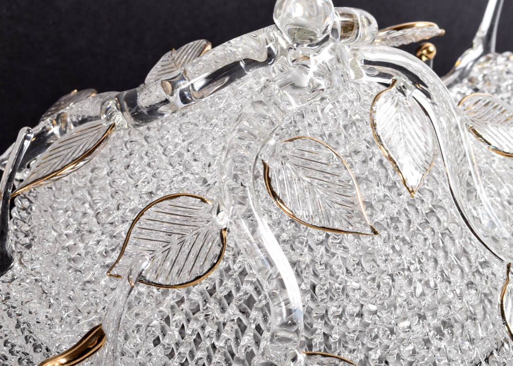 Elaborate Blown Glass Horse Drawn Carriage Sculpture