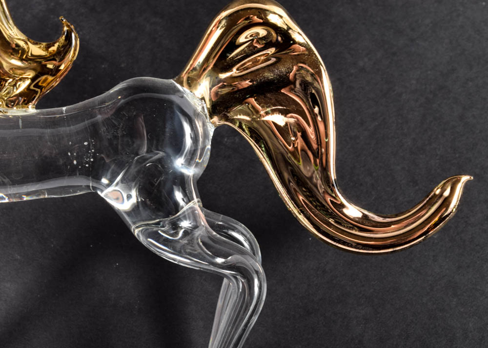 Elaborate Blown Glass Horse Drawn Carriage Sculpture