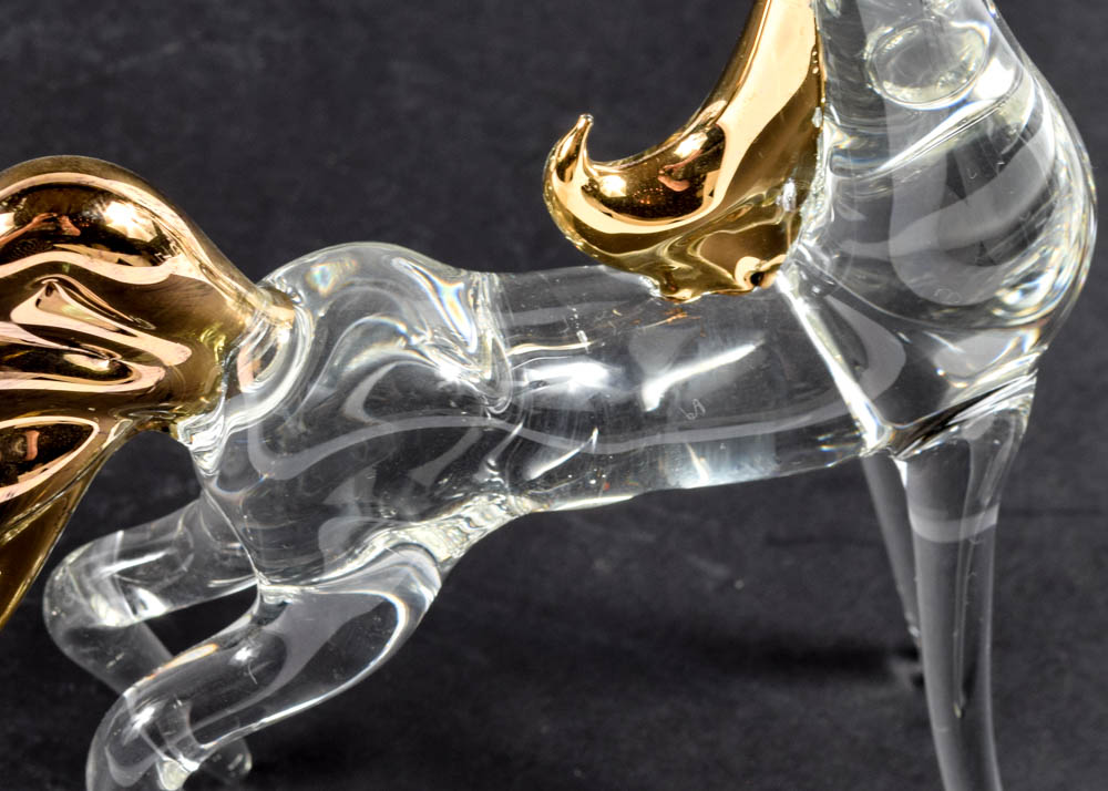 Elaborate Blown Glass Horse Drawn Carriage Sculpture