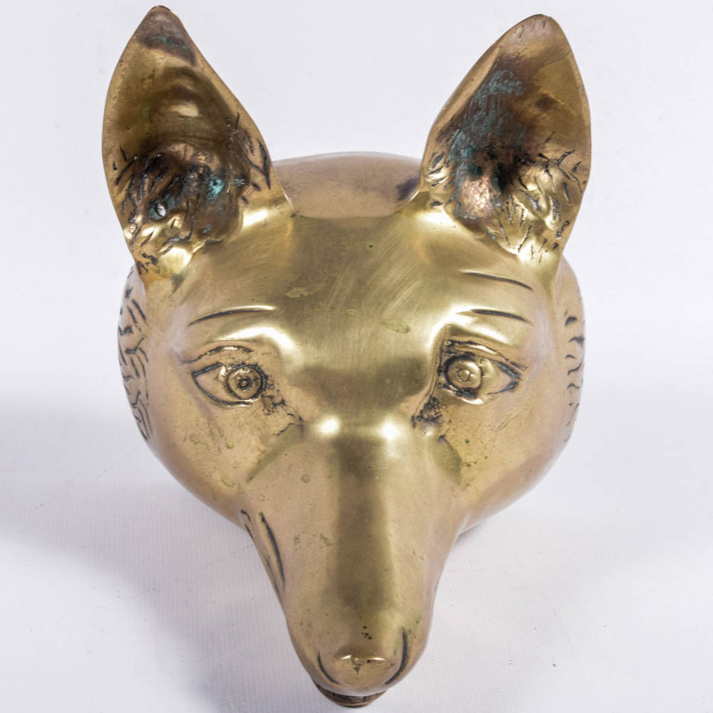 Indian Brass Fox Head Bookends