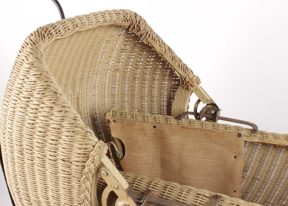Vintage Woven Wicker Doll Pram