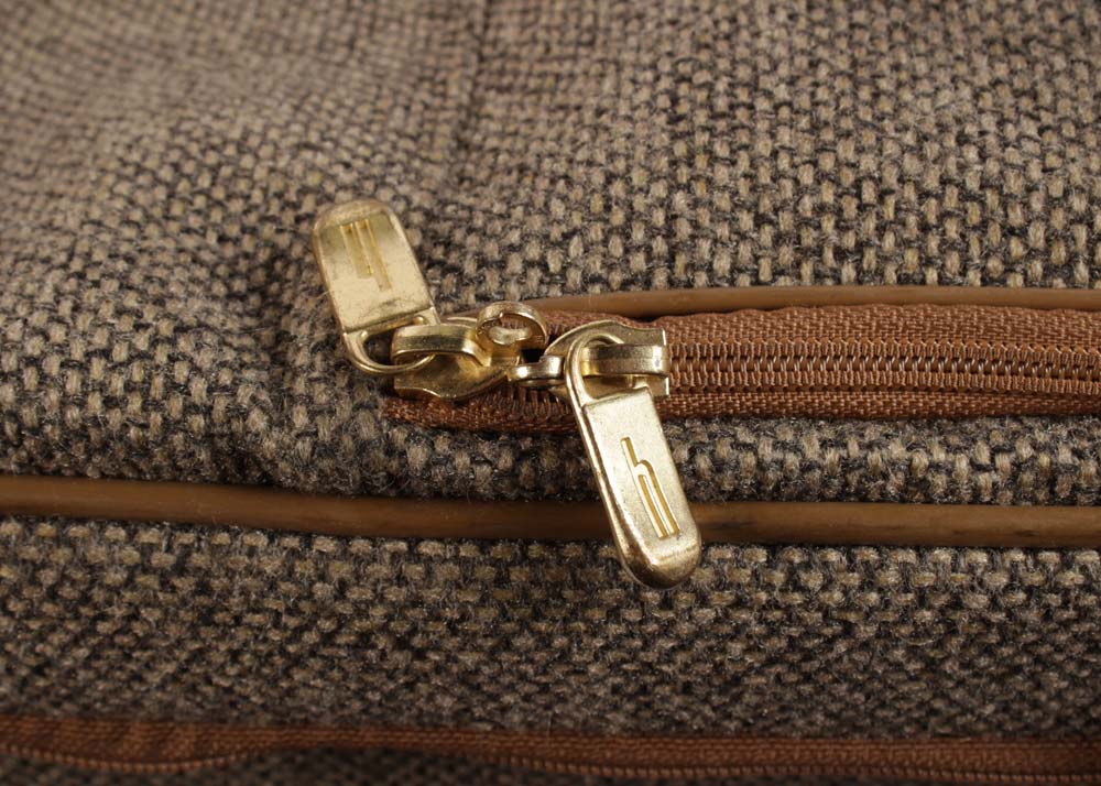 Vintage Hartmann Luggage Tweed and Leather Rolling Suitcases