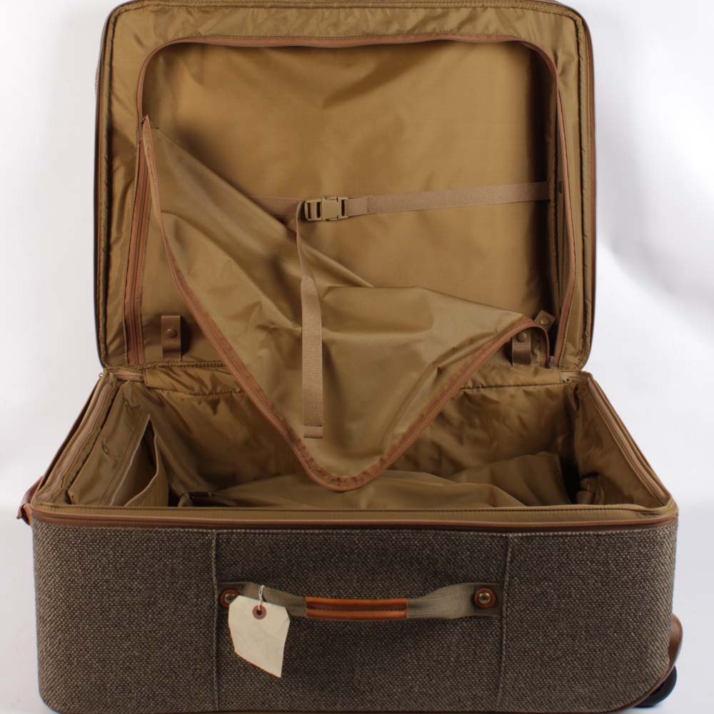Vintage Hartmann Luggage Tweed and Leather Rolling Suitcases