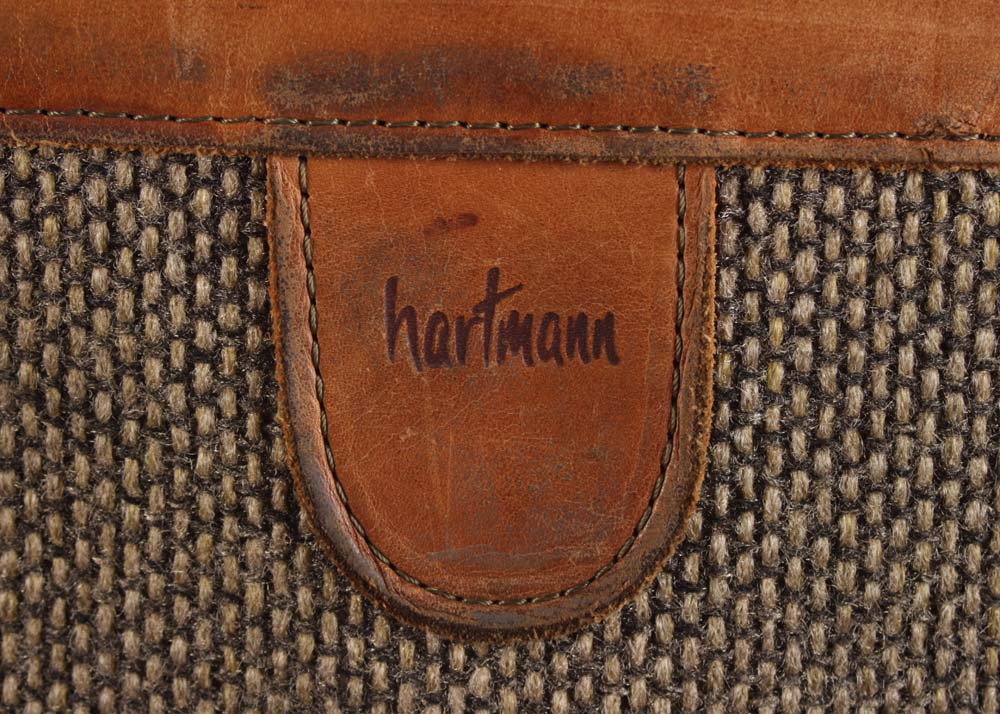 Vintage Hartmann Luggage Tweed and Leather Rolling Suitcases