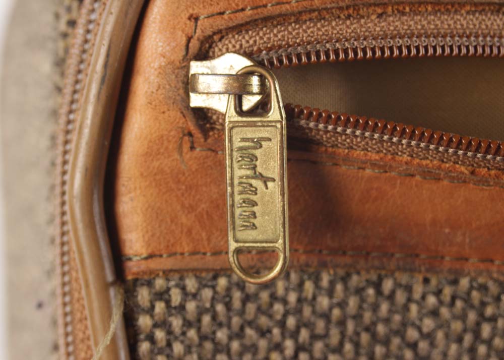 Vintage Hartmann Luggage Tweed and Leather Rolling Suitcases