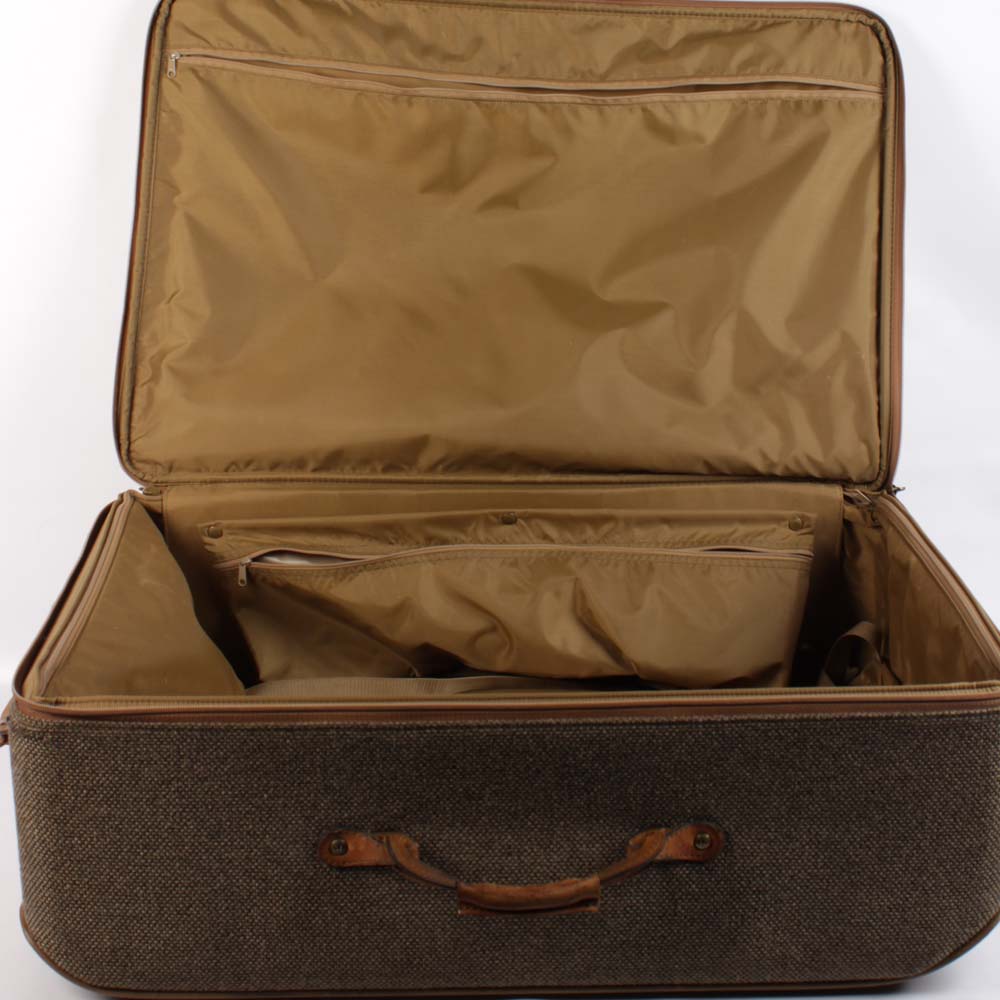 Vintage Hartmann Luggage Tweed and Leather Rolling Suitcases