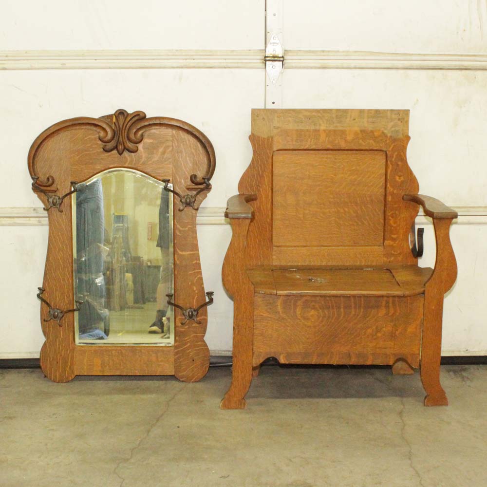 Victorian Oak Hall Tree