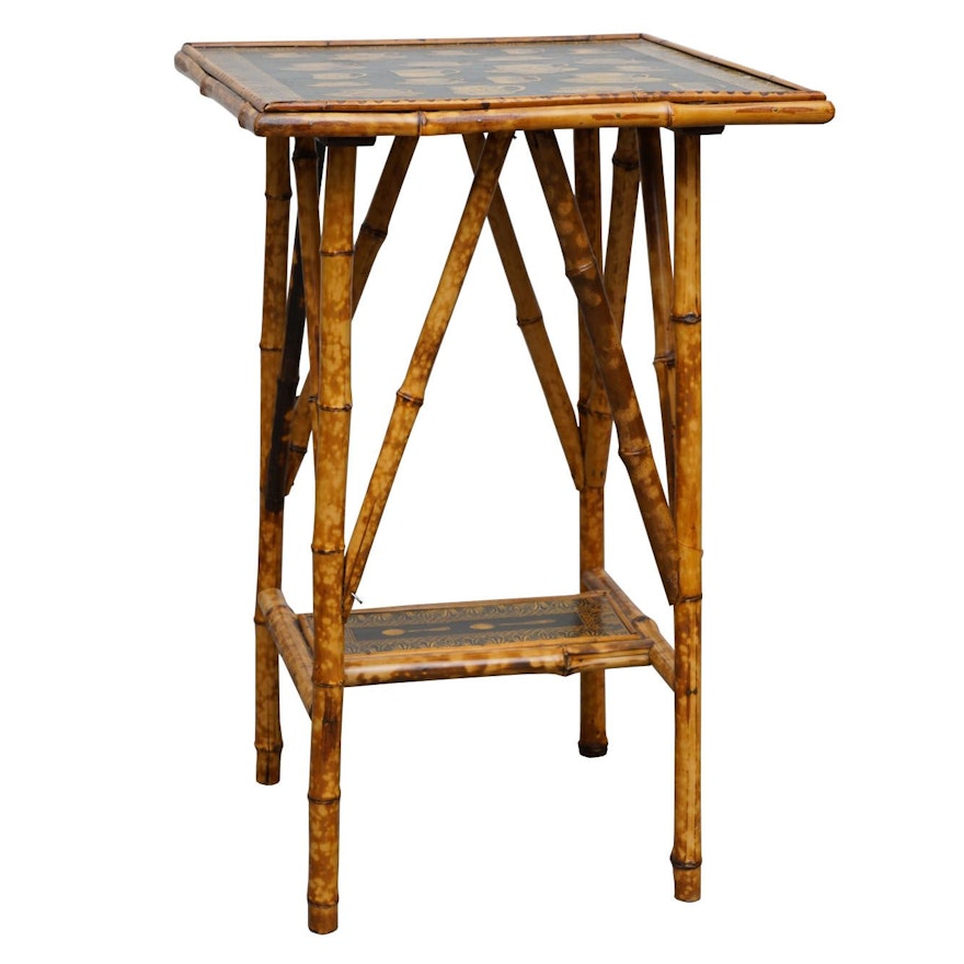 Bamboo Side Table with Decoupage Top