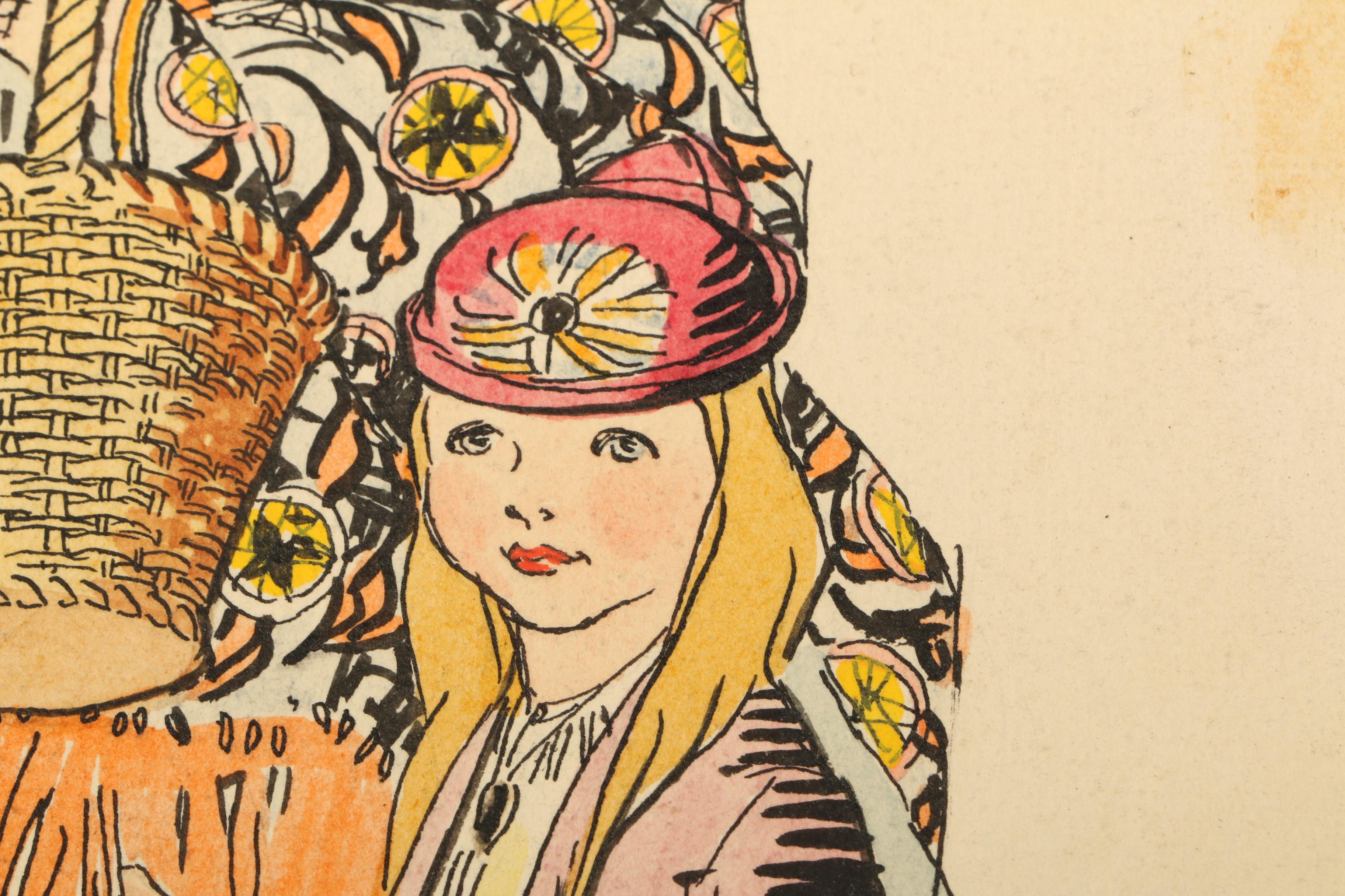 Ink and Watercolor Illustration "The Good Old Days"