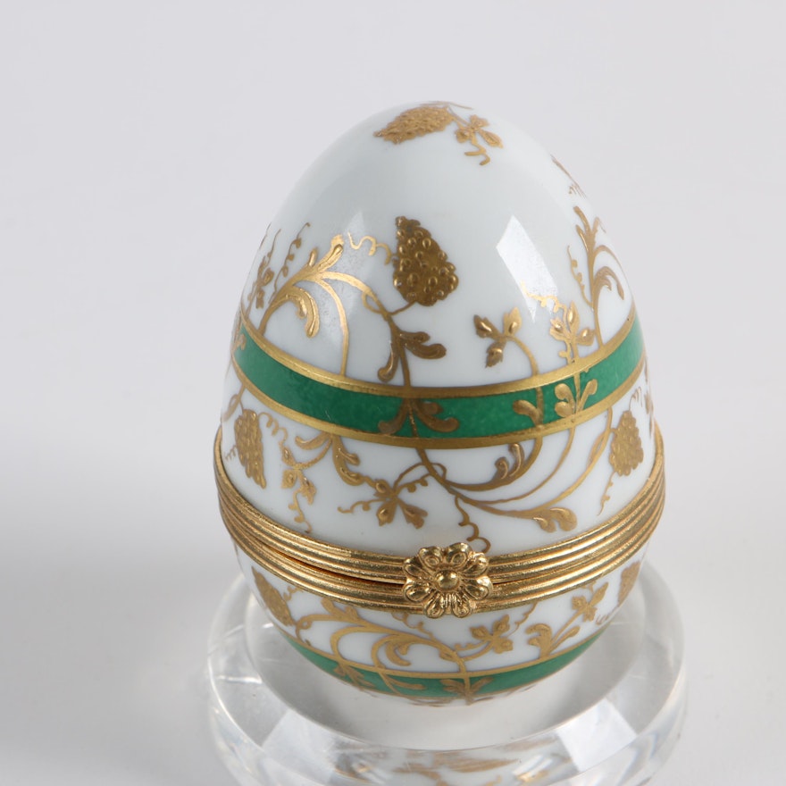 Le Tallec for Tiffany & Co. French Porcelain Egg Shaped Trinket Box