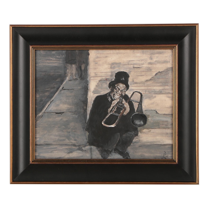 Contemporary Oil Painting of Trombone Player