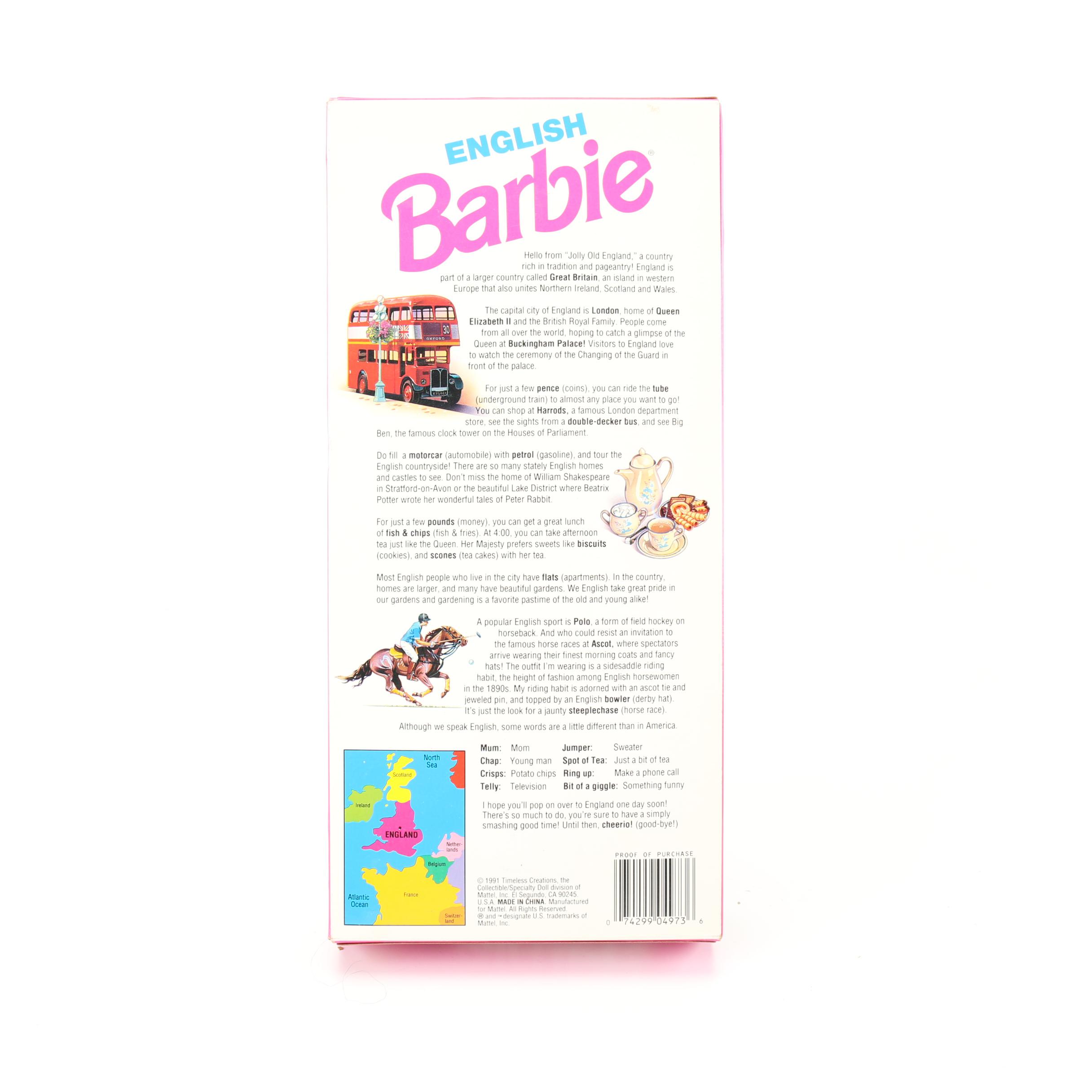 1990s Mattel Barbie Dolls Featuring "Dolls of the World" Collection