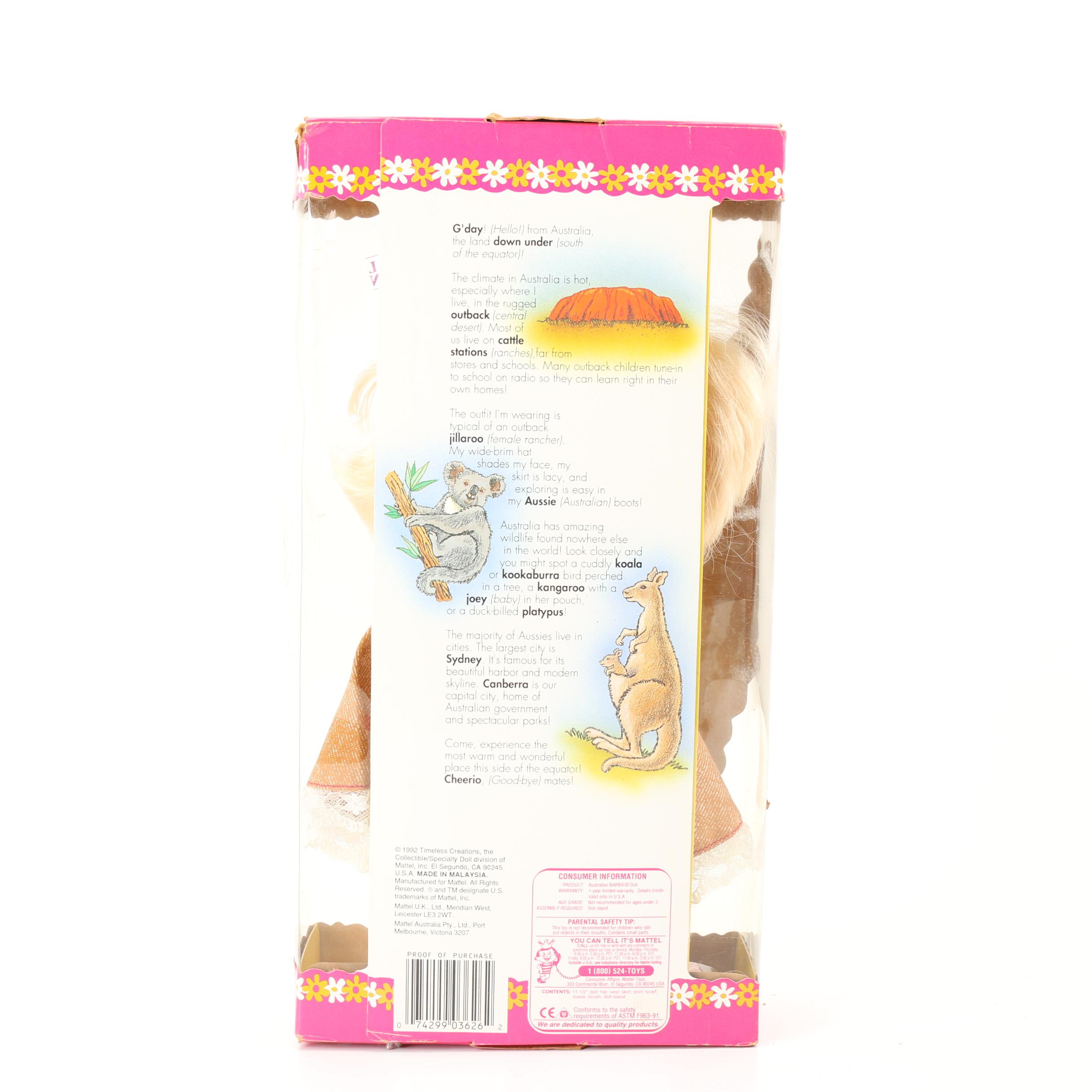 1990s Mattel Barbie Dolls Featuring "Dolls of the World" Collection