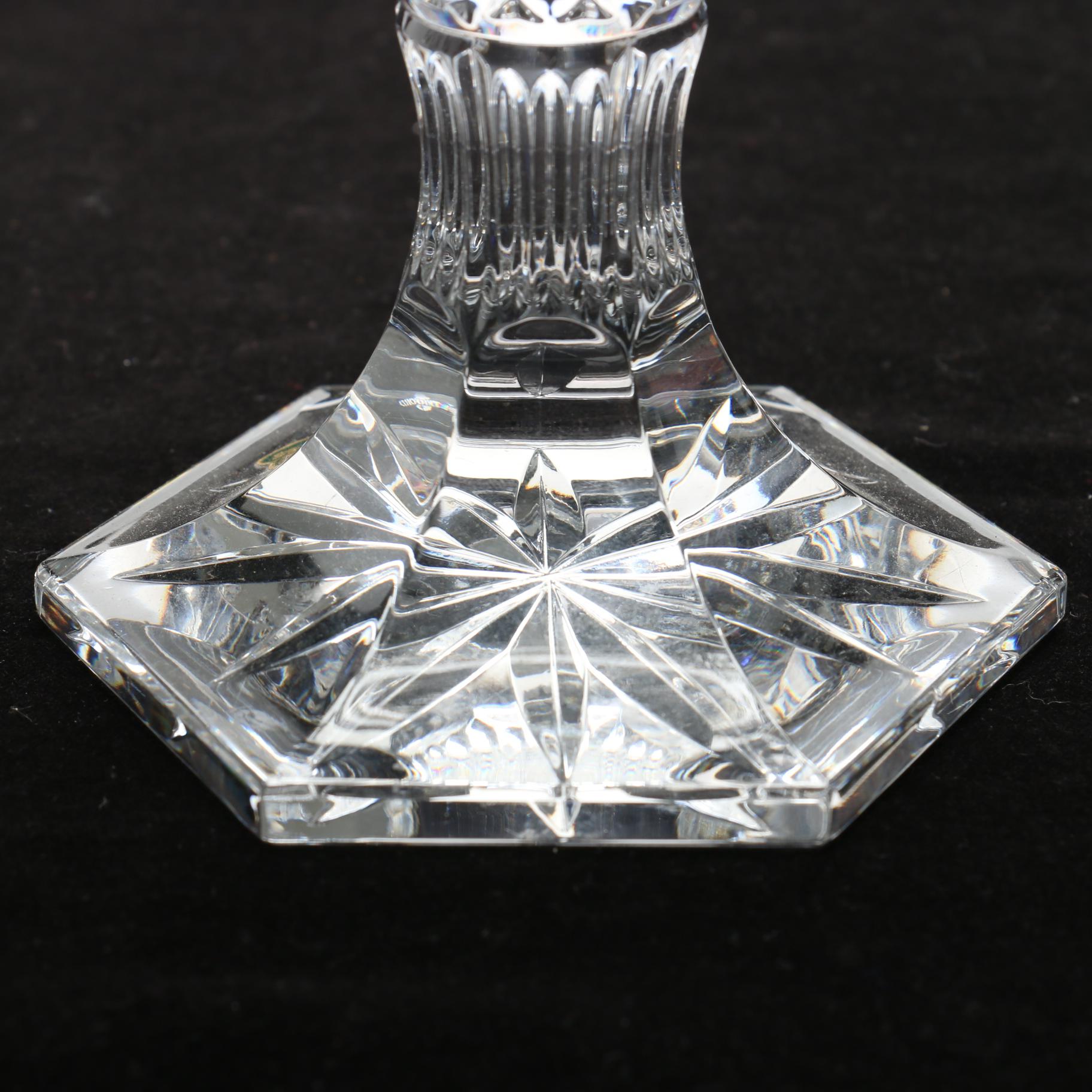 Waterford Crystal "Tara" Candle Lustres with Faceted Crystal Drops