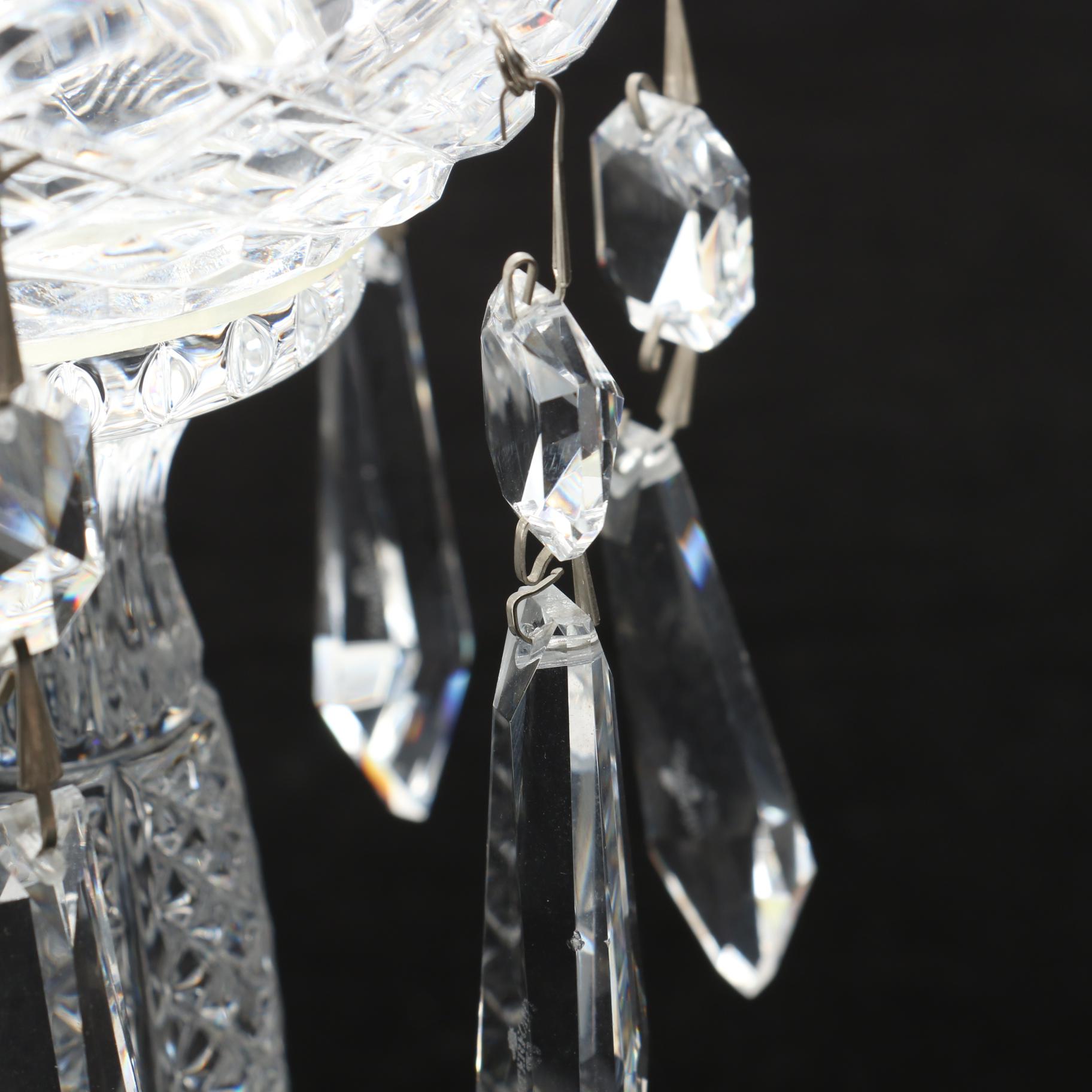 Waterford Crystal "Tara" Candle Lustres with Faceted Crystal Drops