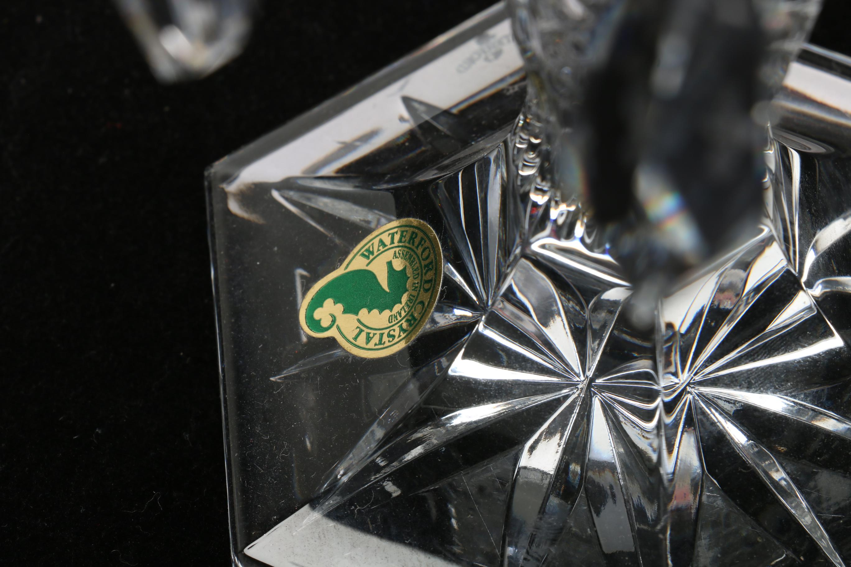 Waterford Crystal "Tara" Candle Lustres with Faceted Crystal Drops