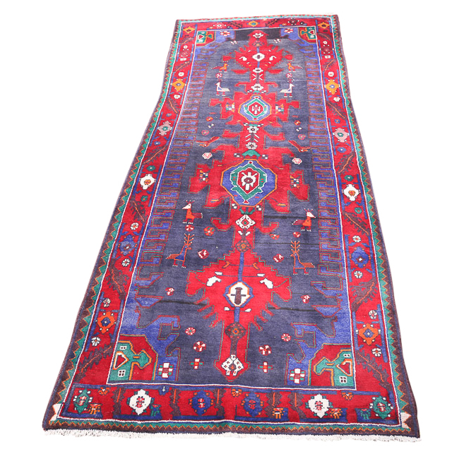 Vintage Hand-Knotted Persian Viss Wool Long Rug