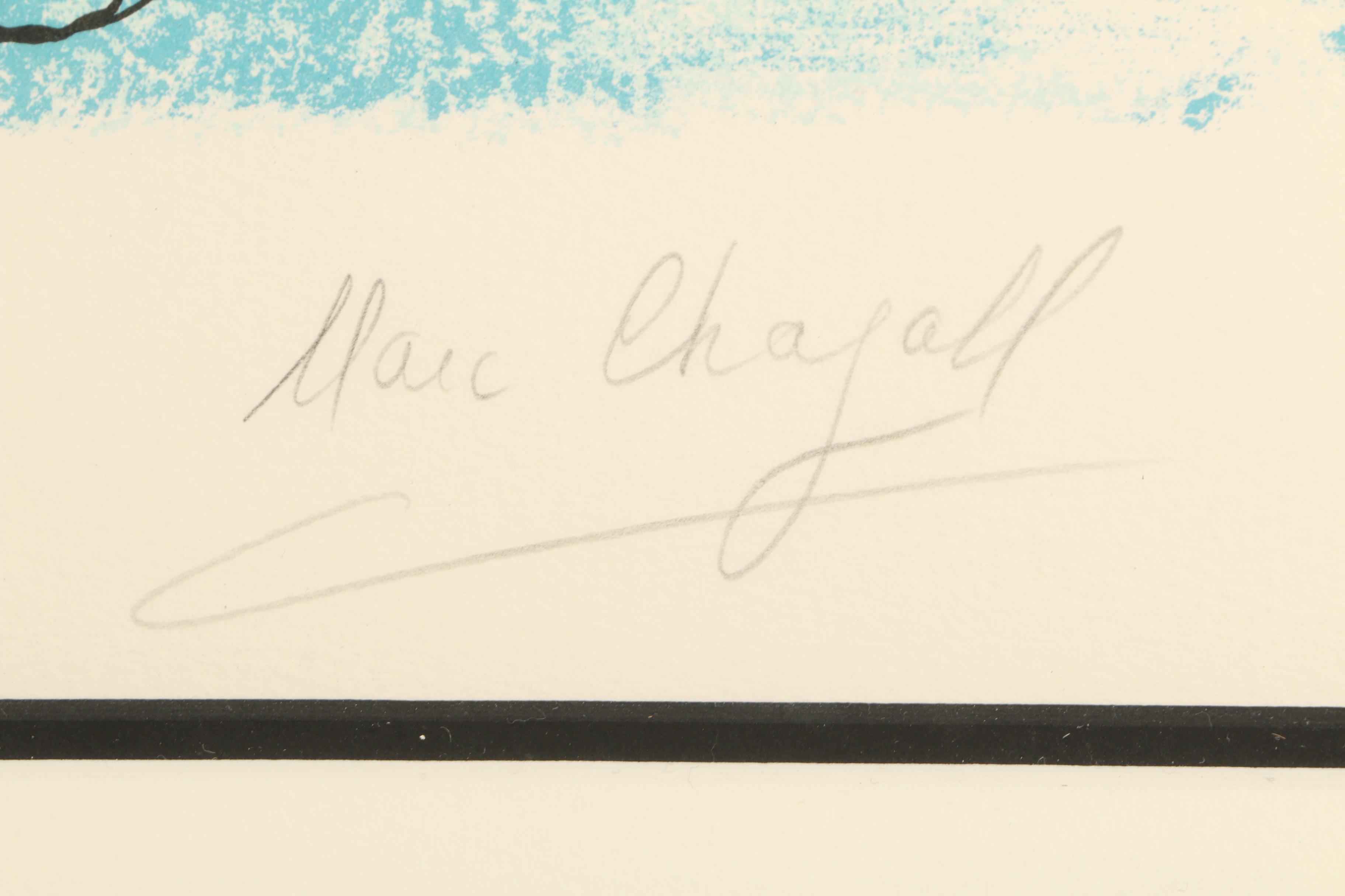 Marc Chagall 1957 Limited Edition Lithograph "The Flute Player"