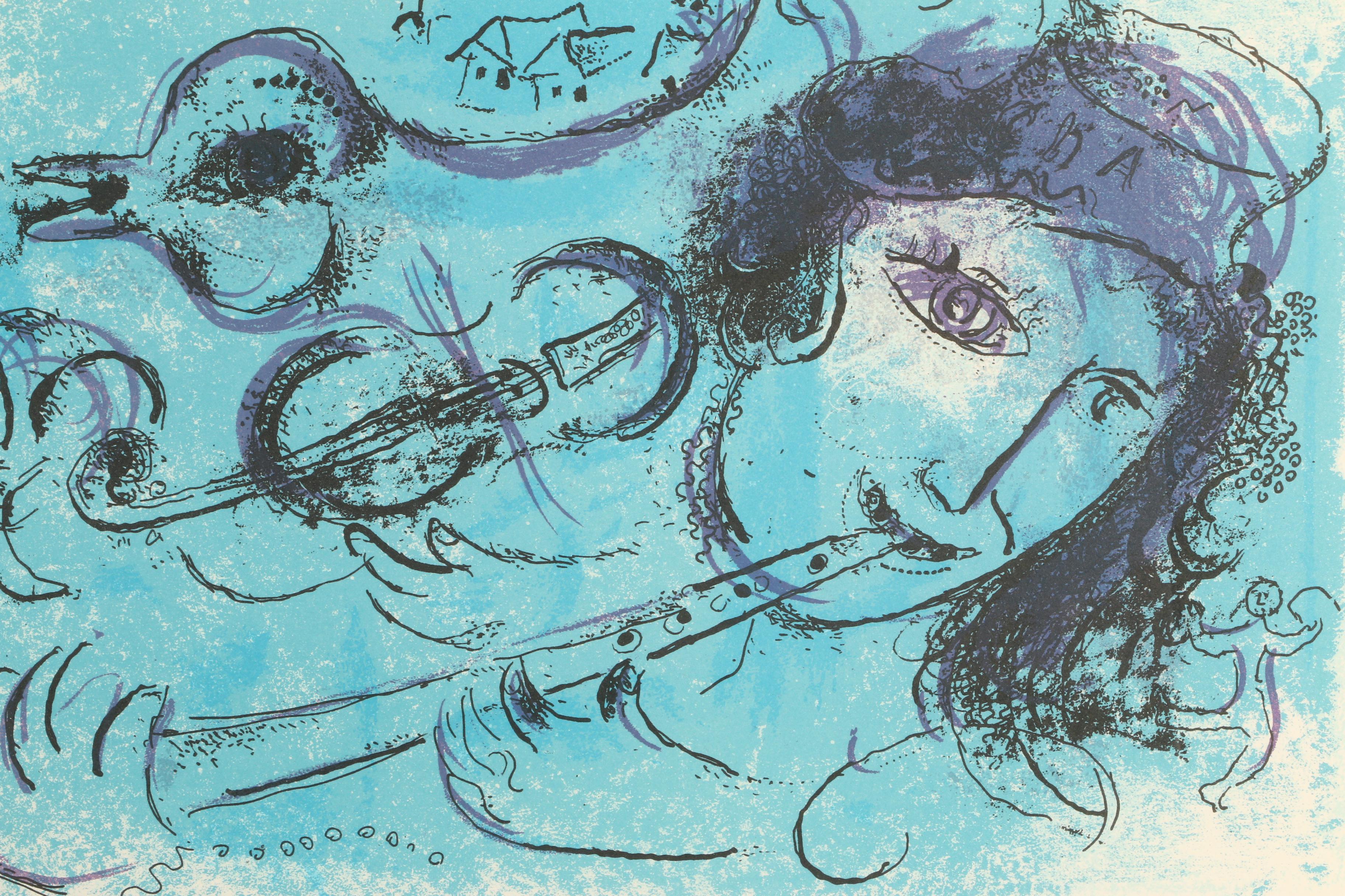 Marc Chagall 1957 Limited Edition Lithograph "The Flute Player"