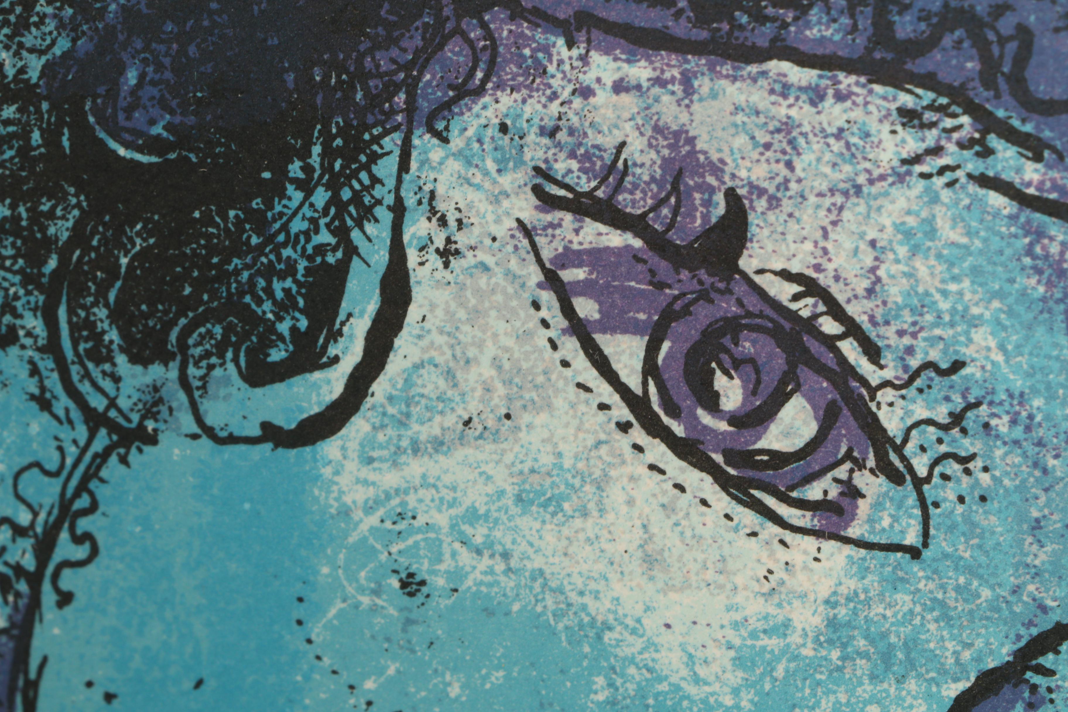 Marc Chagall 1957 Limited Edition Lithograph "The Flute Player"