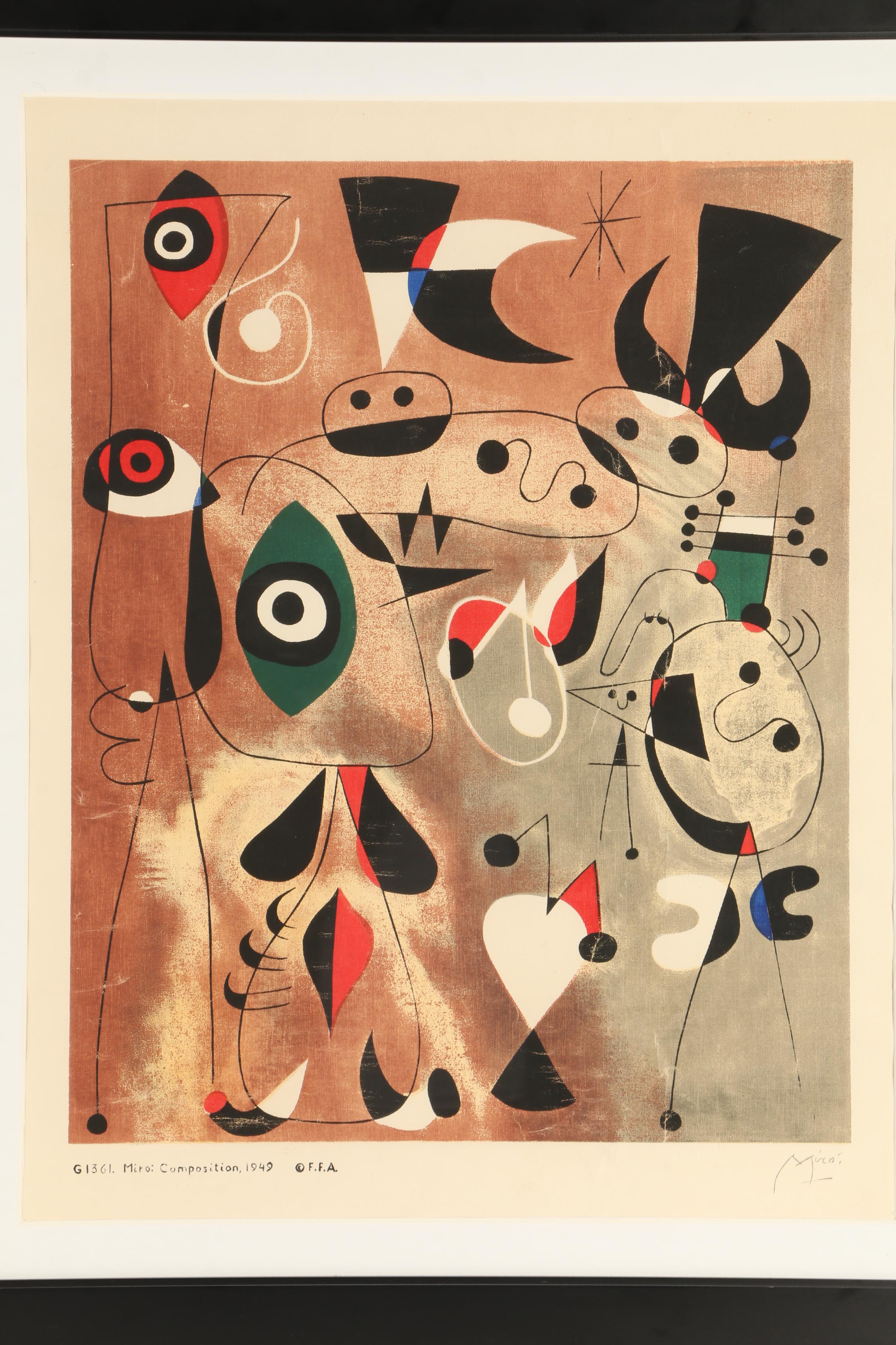 Serigraph Print after Joan Miro "Femme, Oiseaux, Etoile"