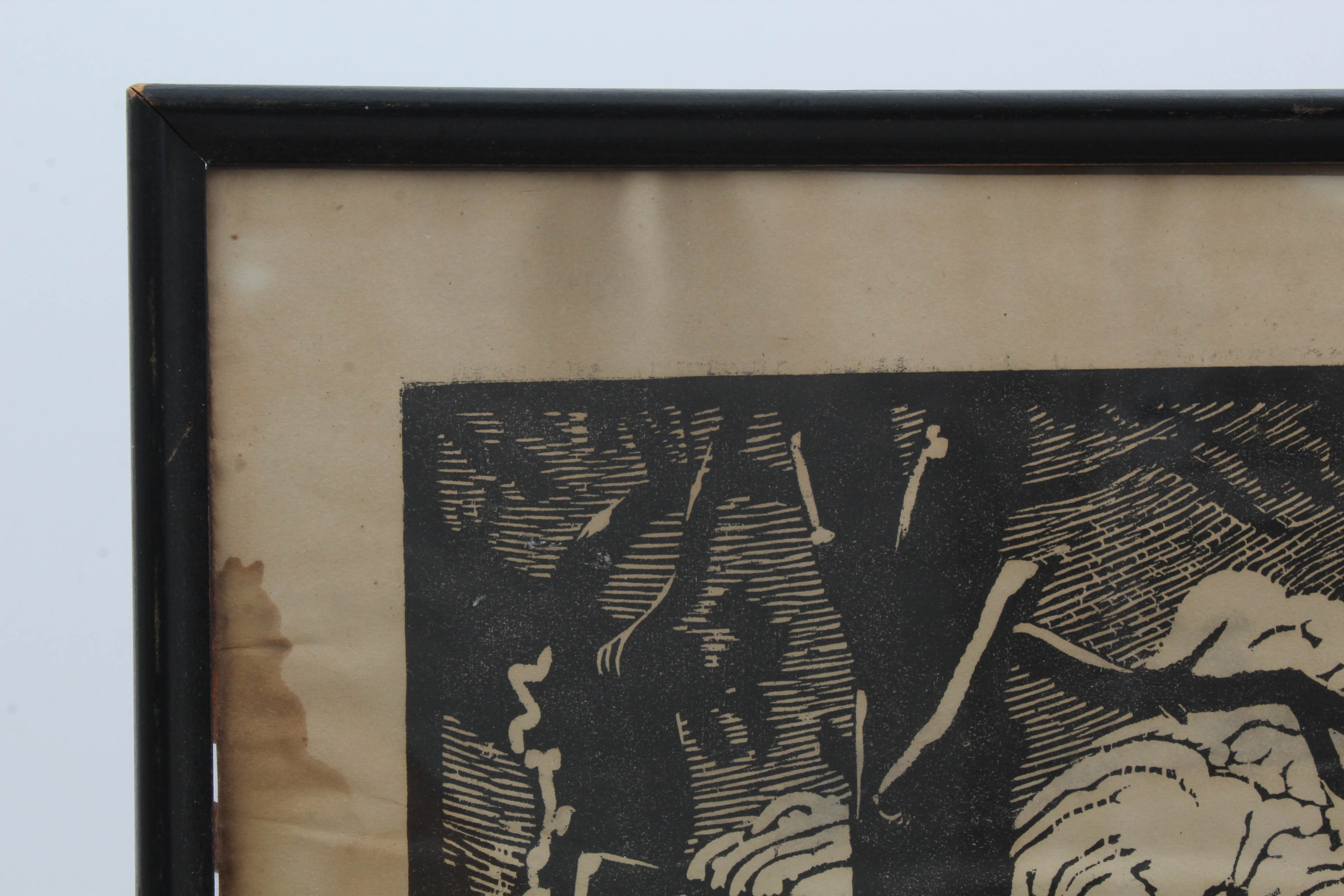 Antique German Expressionist Woodblock Print