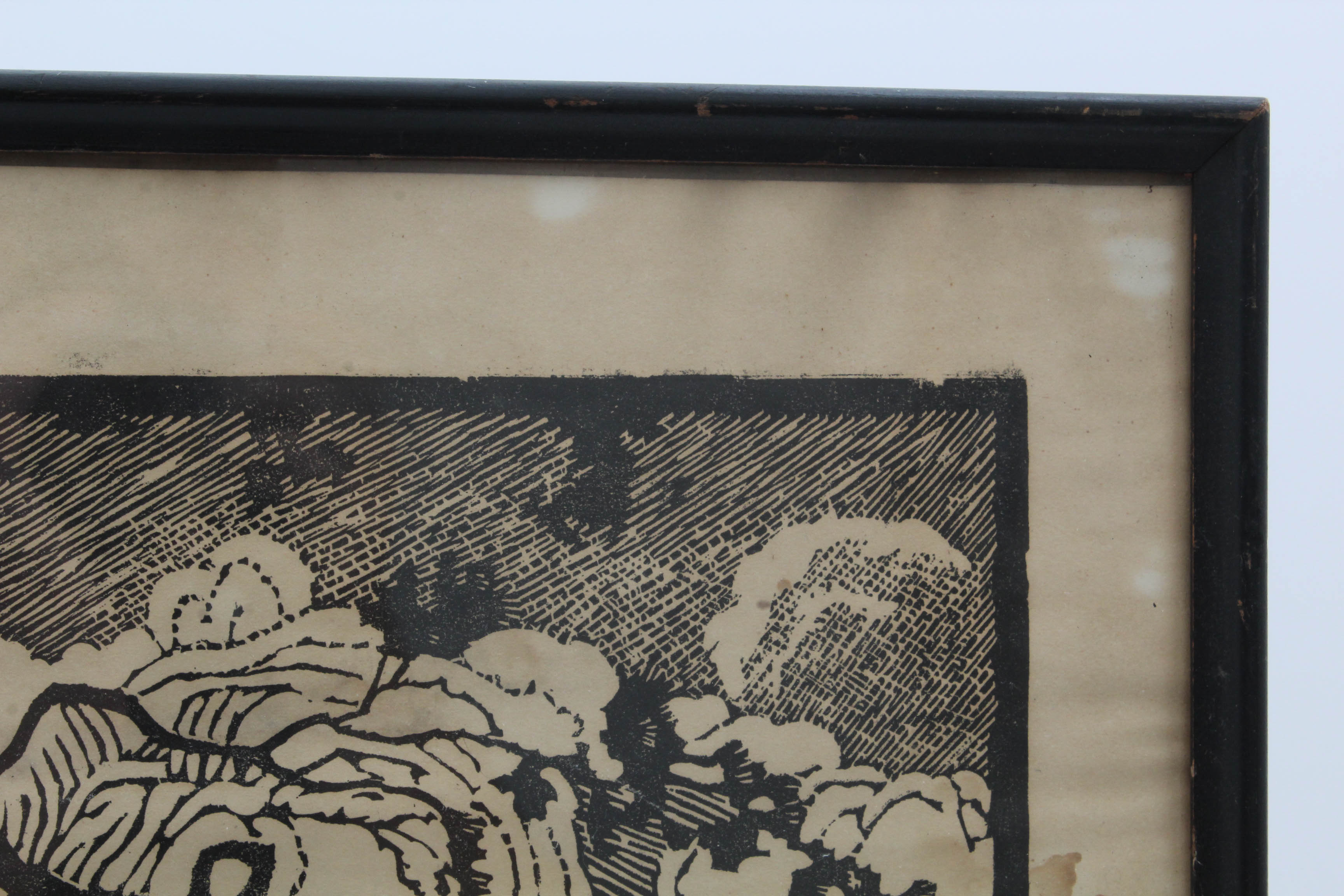 Antique German Expressionist Woodblock Print