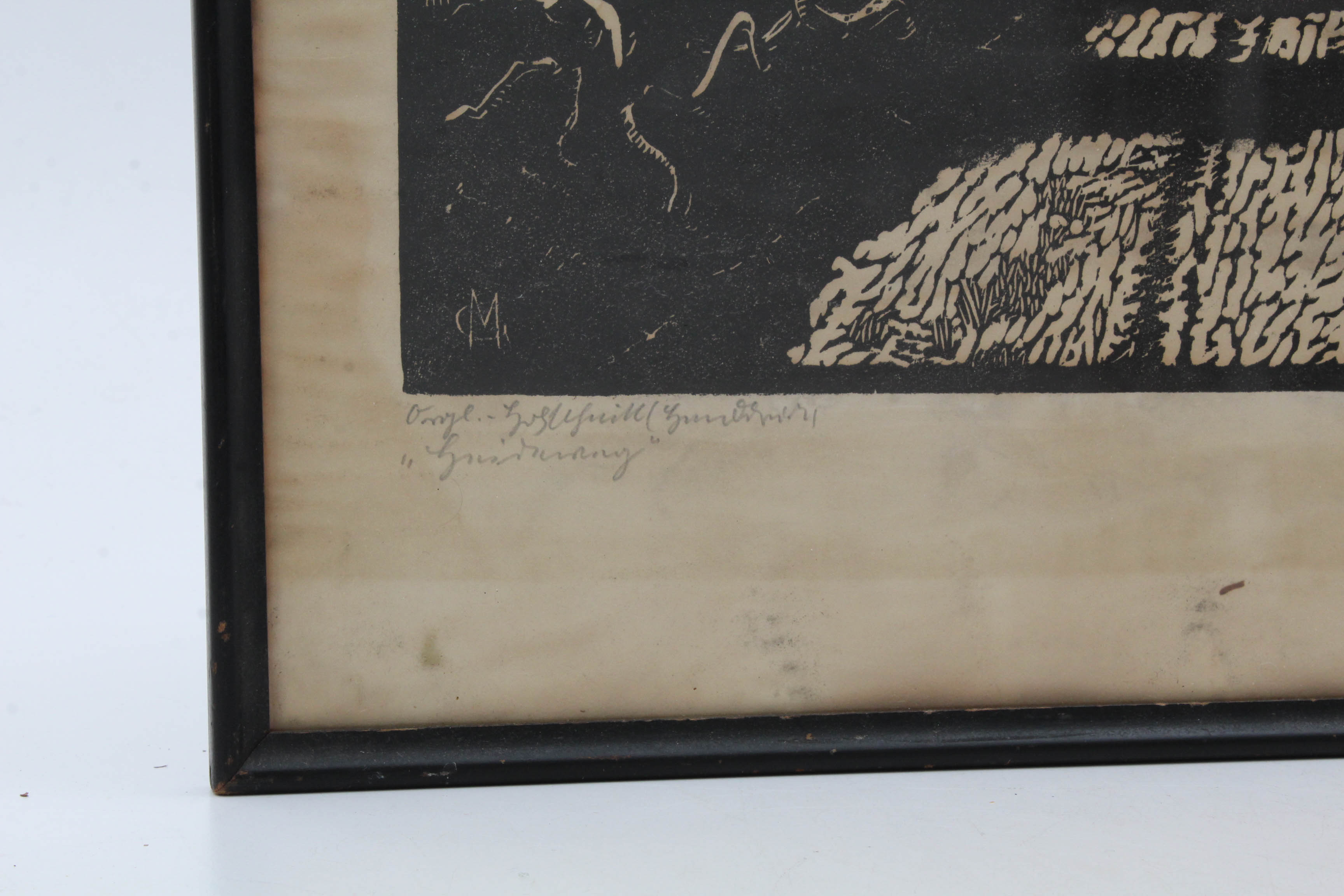 Antique German Expressionist Woodblock Print