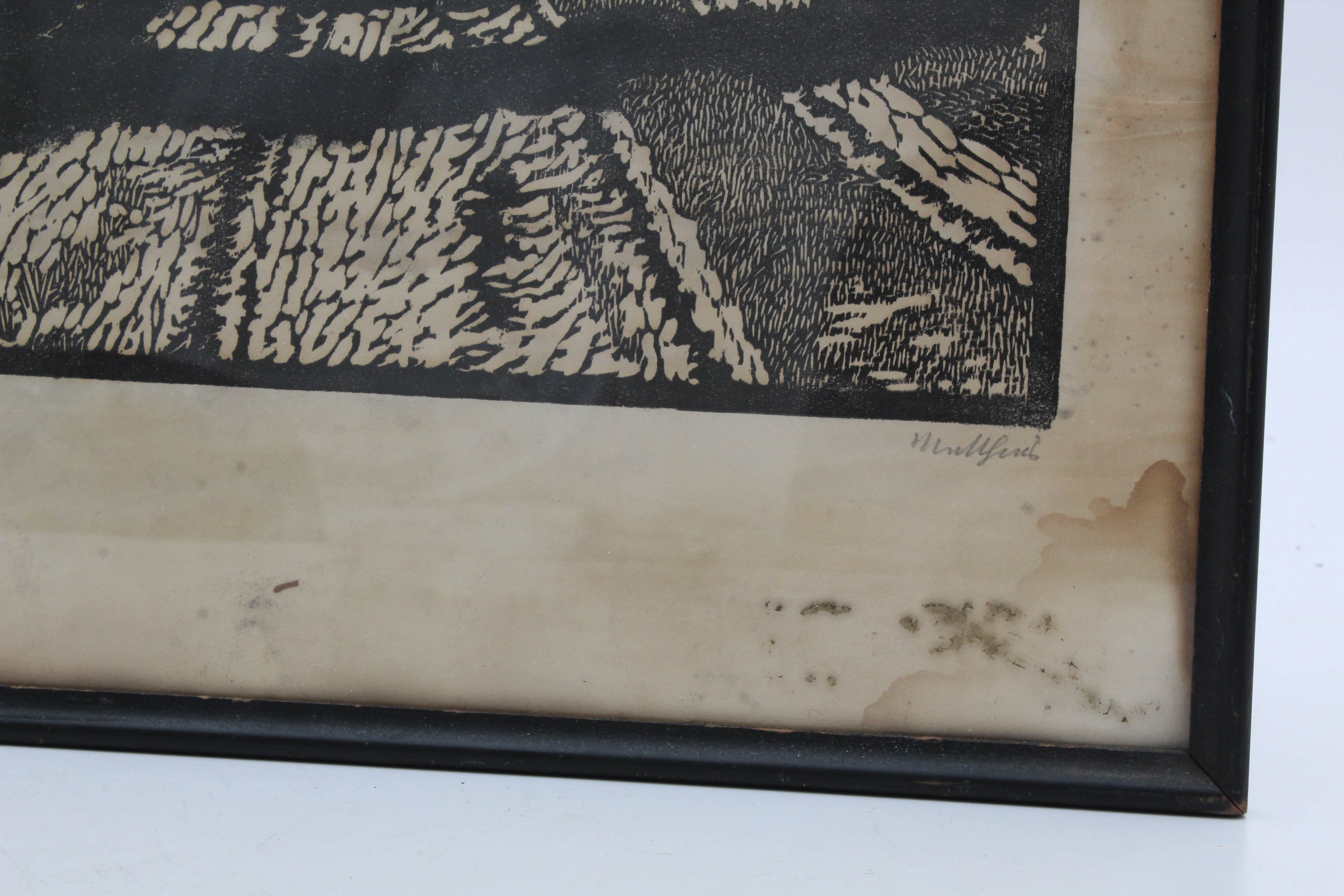 Antique German Expressionist Woodblock Print