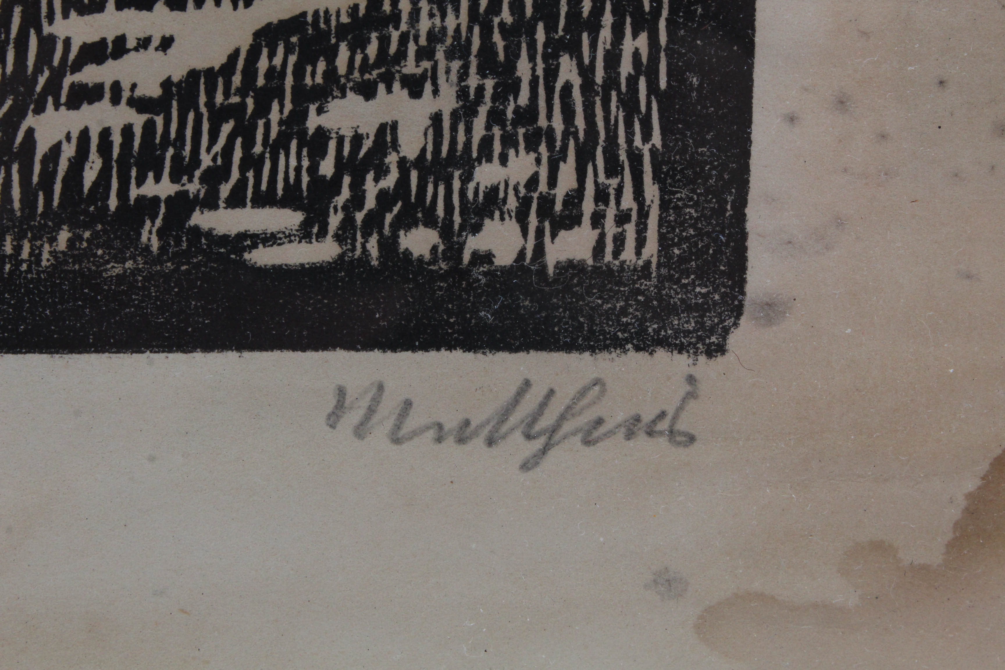 Antique German Expressionist Woodblock Print