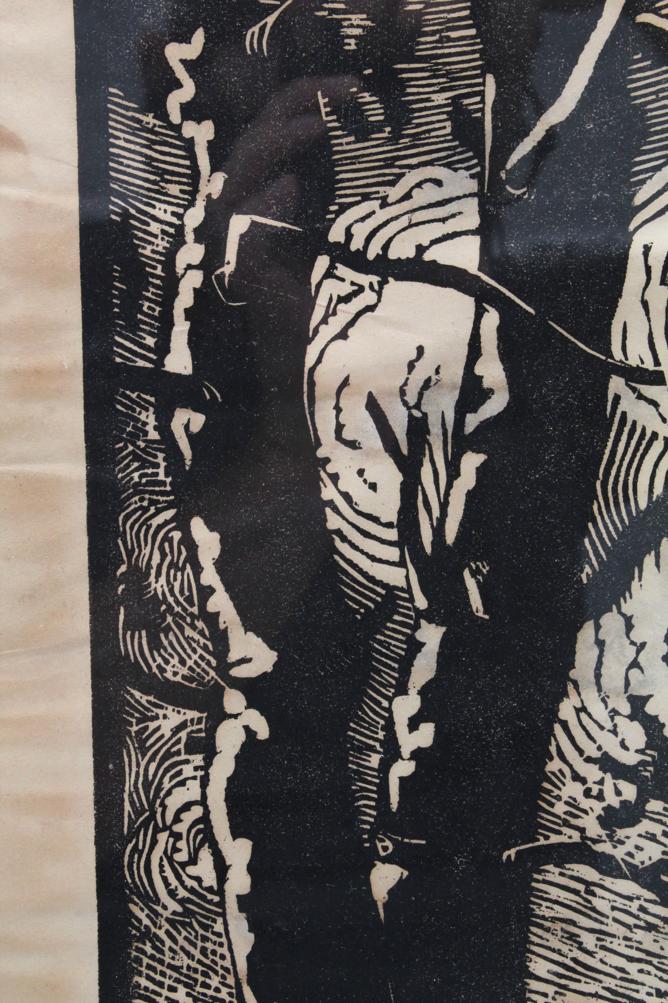 Antique German Expressionist Woodblock Print