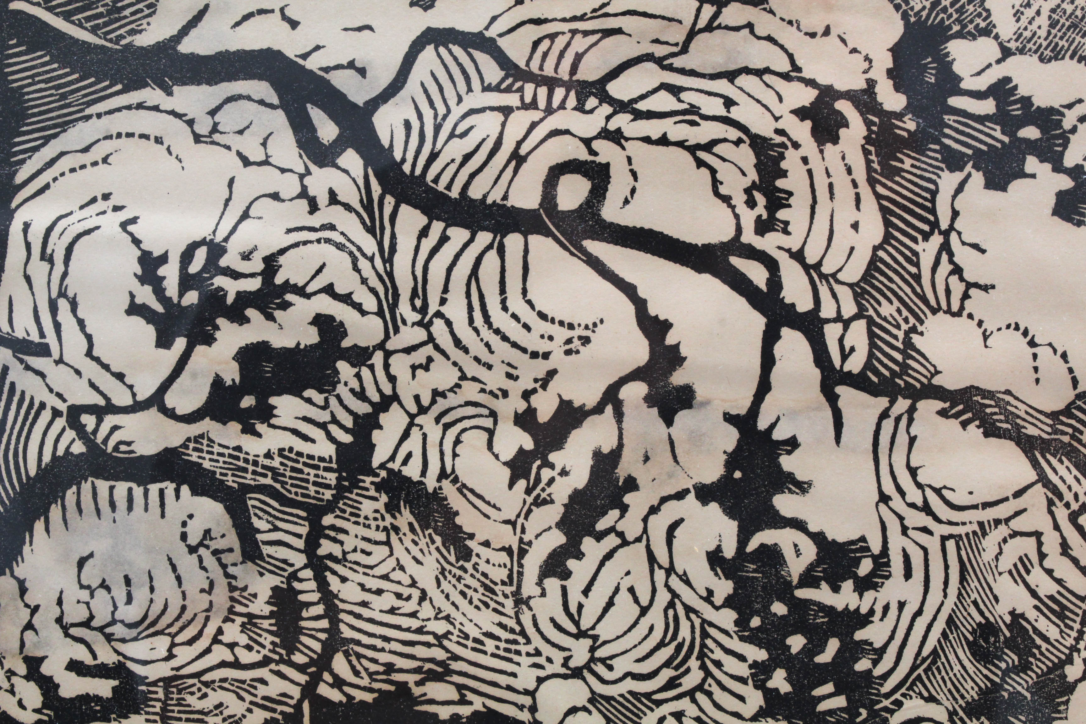 Antique German Expressionist Woodblock Print