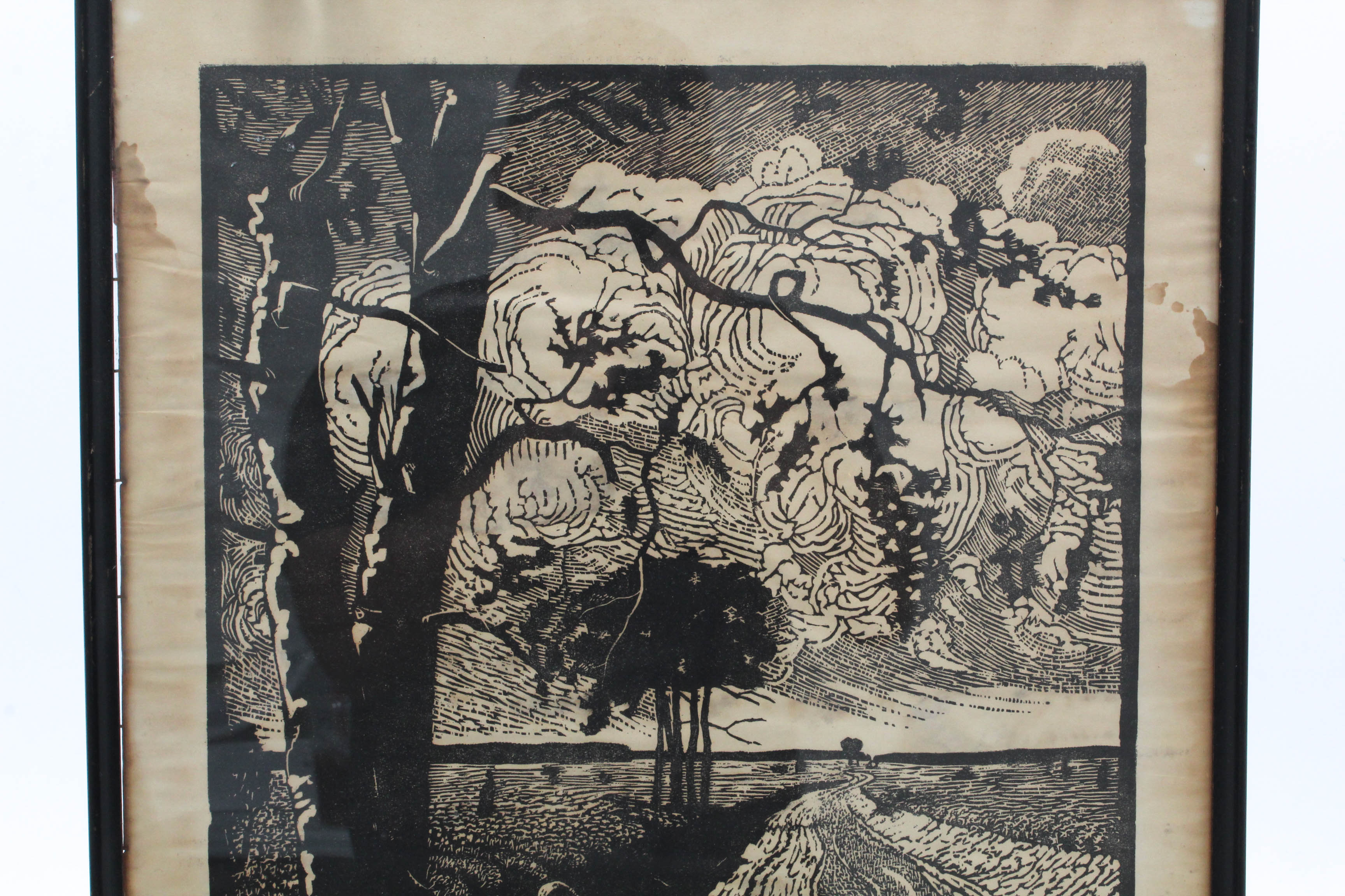 Antique German Expressionist Woodblock Print