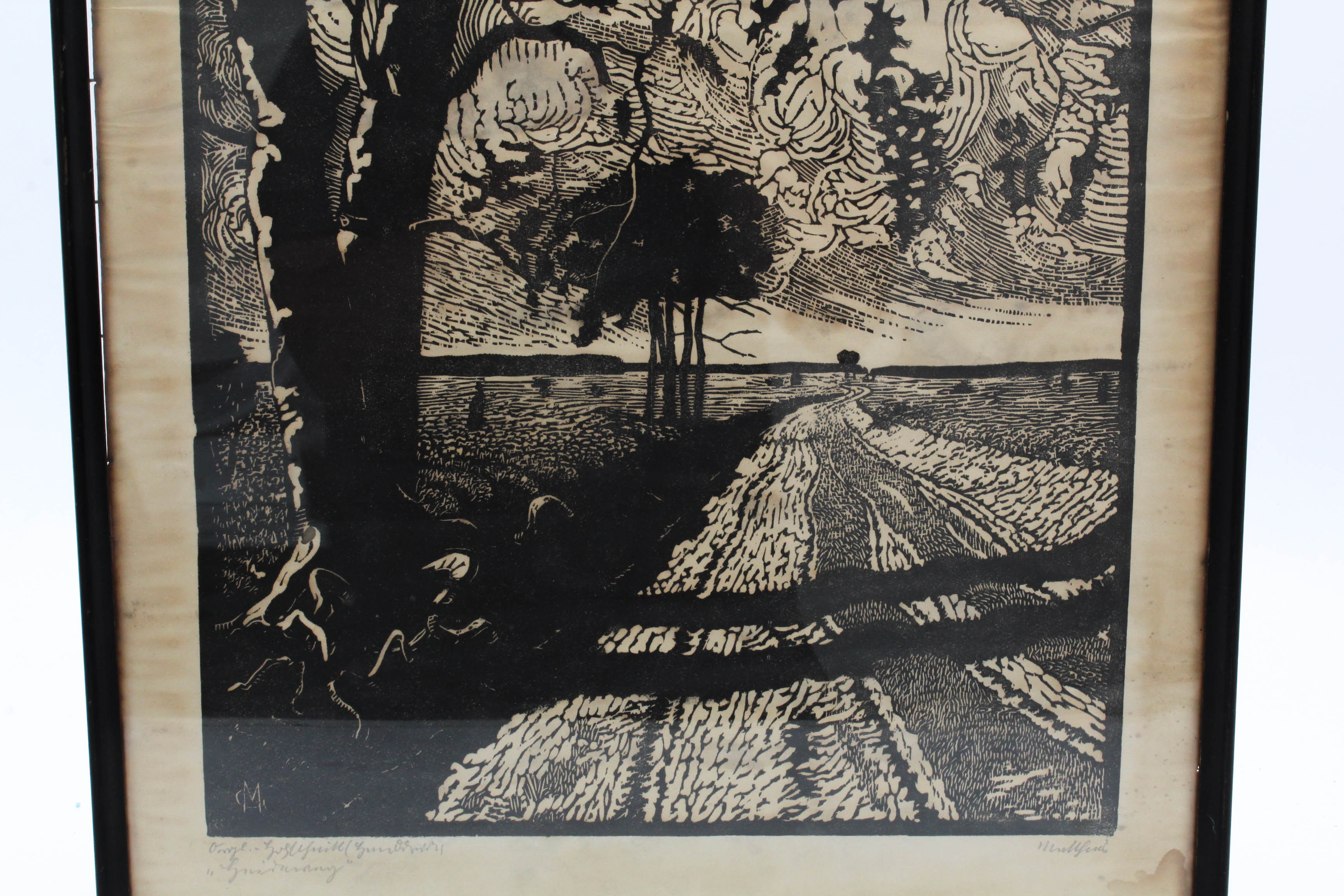 Antique German Expressionist Woodblock Print