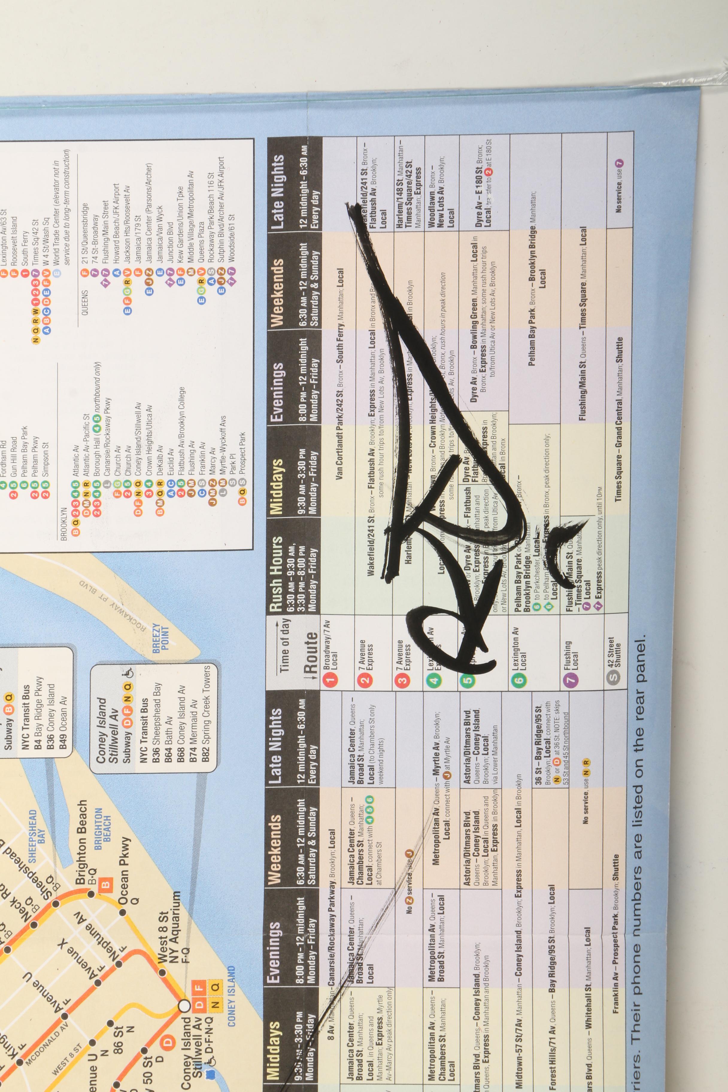 RD 357 Acrylic Graffiti Style Painting "Wonder Woman" on New York Subway Map